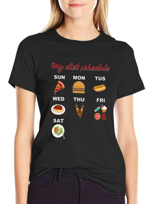 Funny Diet Schedule T-Shirt - Foodie Humor Tee