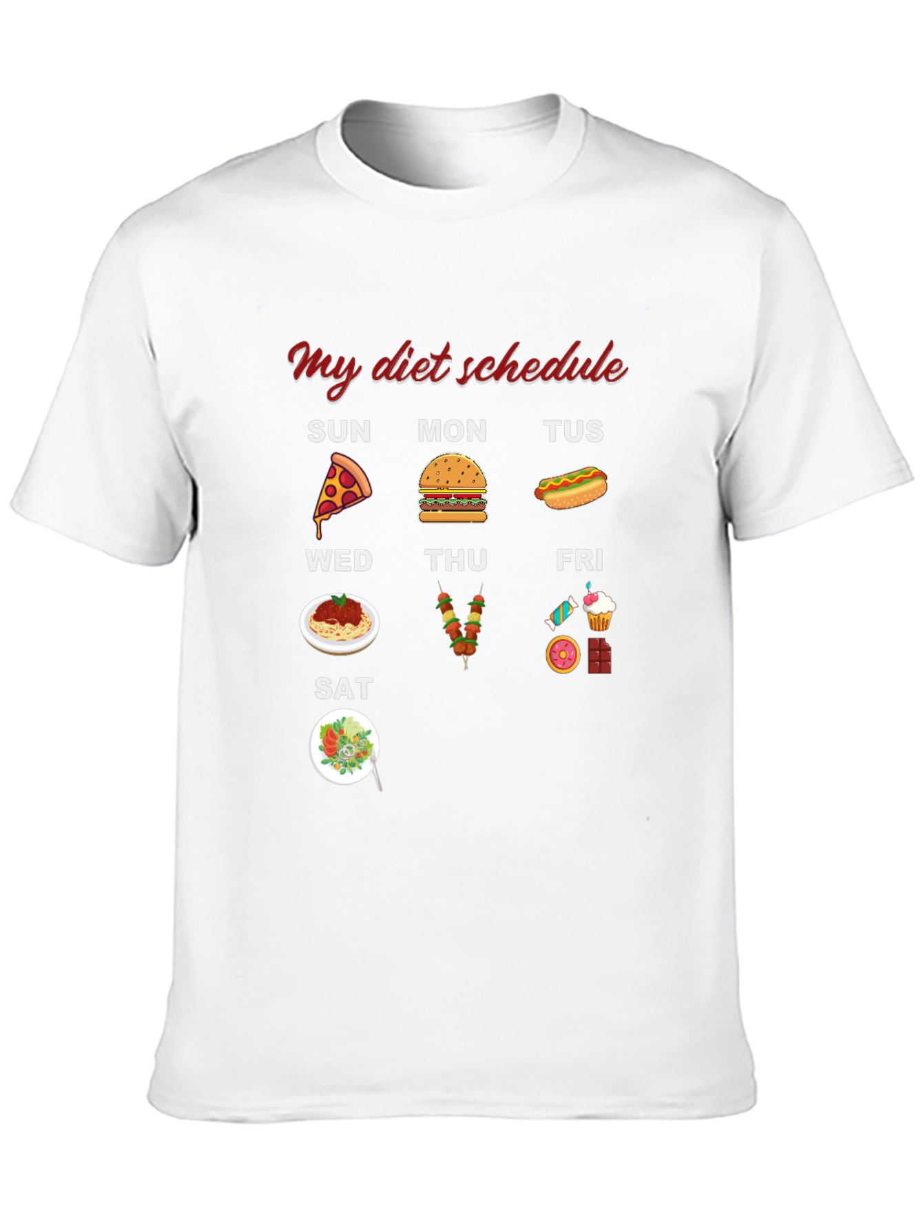 Funny Diet Schedule T-Shirt - Foodie Humor Tee