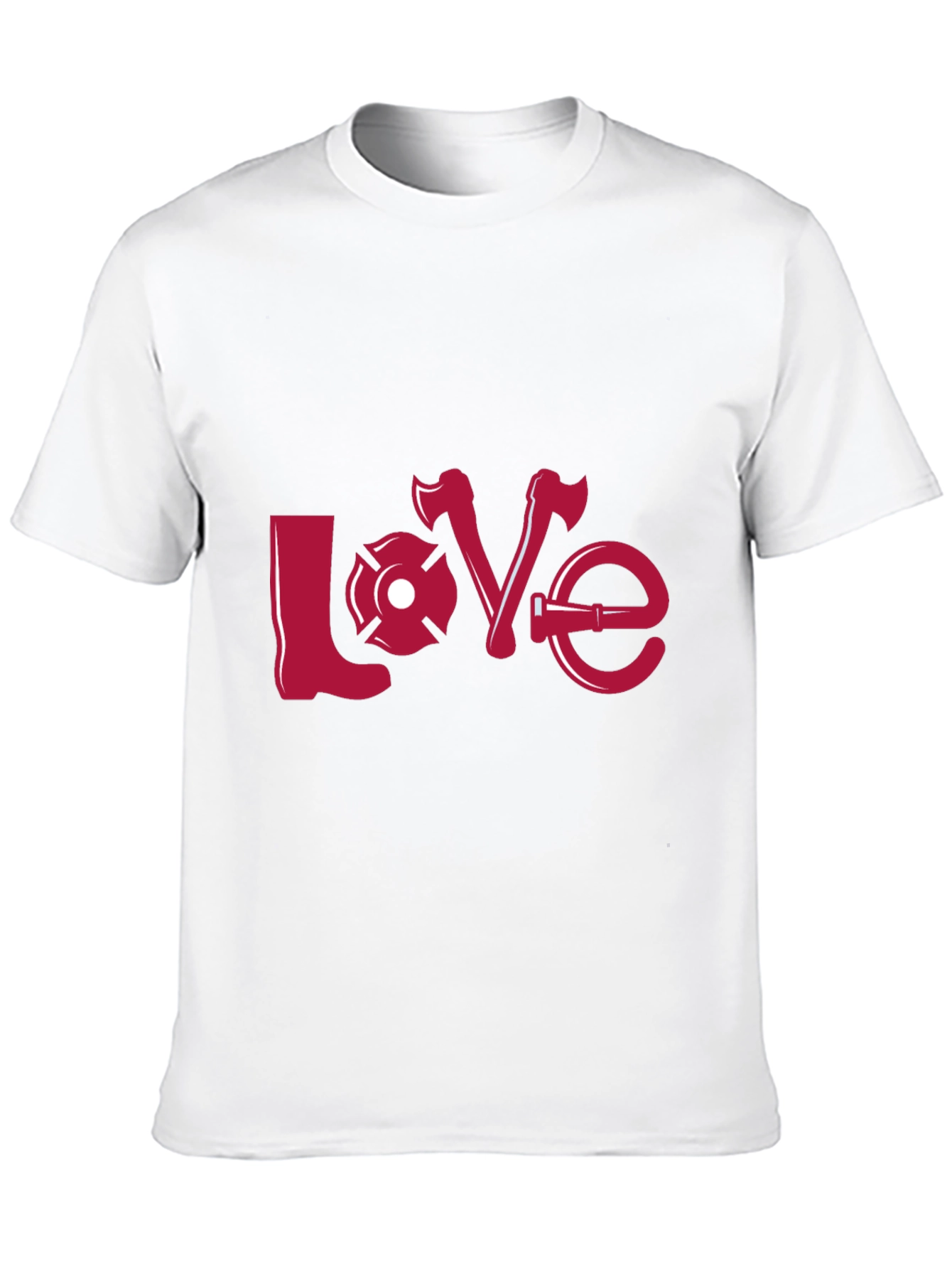 Firefighter Love Graphic Tee - Black Crew Neck Shirt