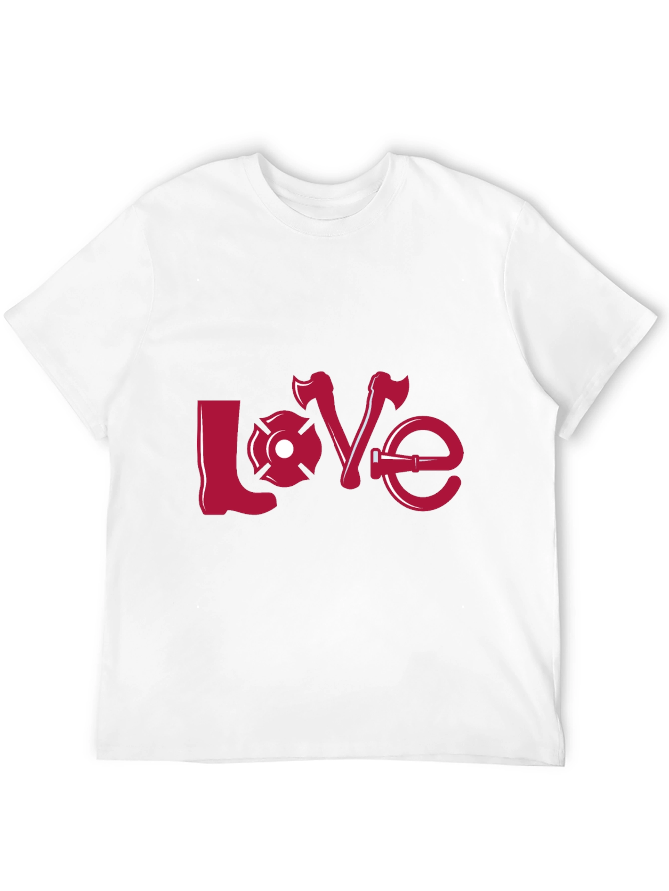 Firefighter Love Graphic Tee - Black Crew Neck Shirt