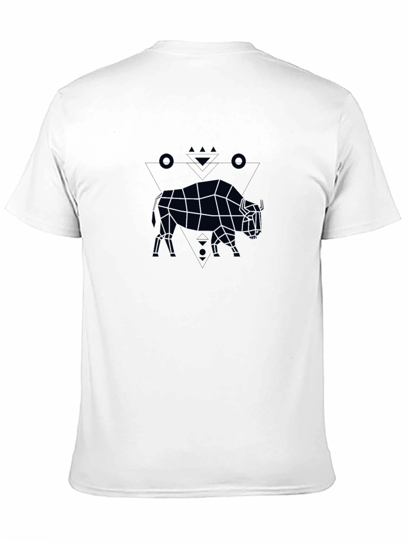 Geometric Bison Graphic Tee - Black