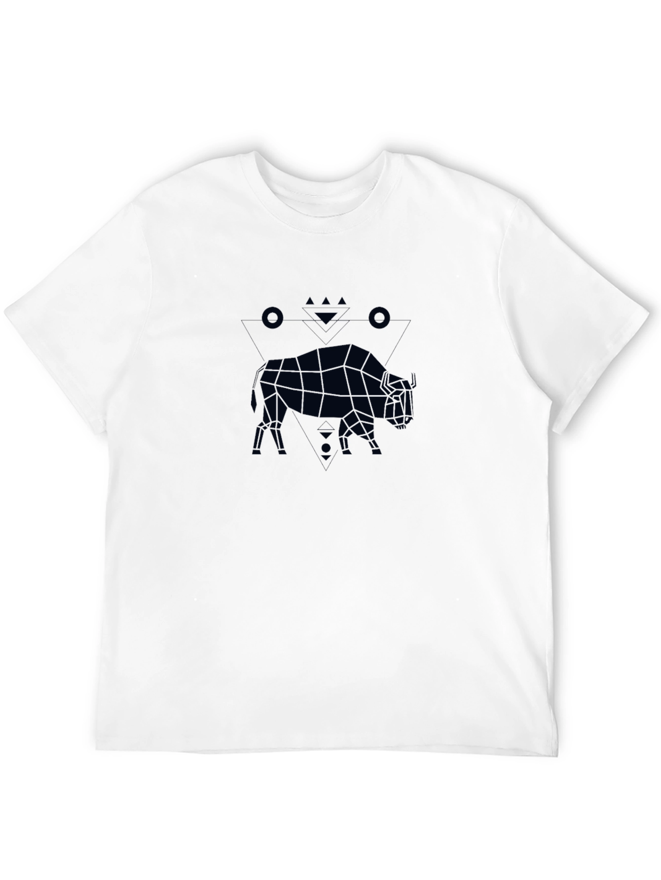 Geometric Bison Graphic Tee - Black