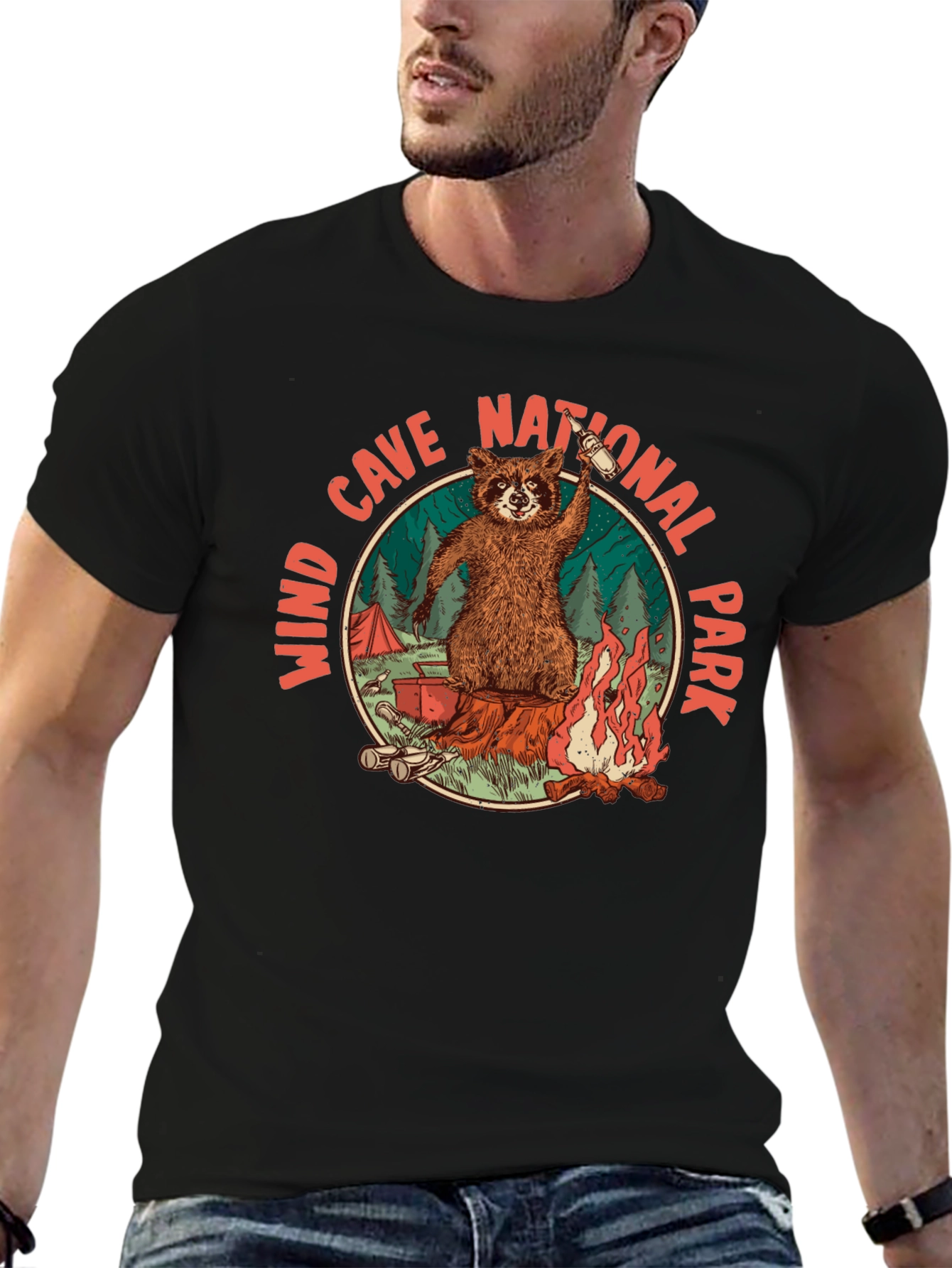 Wind Cave National Park Raccoon Camping T-Shirt