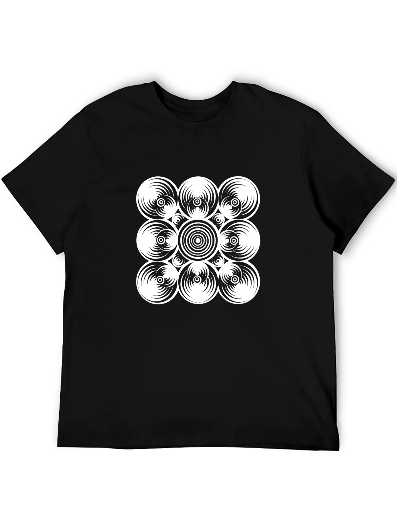 Geometric Circle Design Black T-Shirt