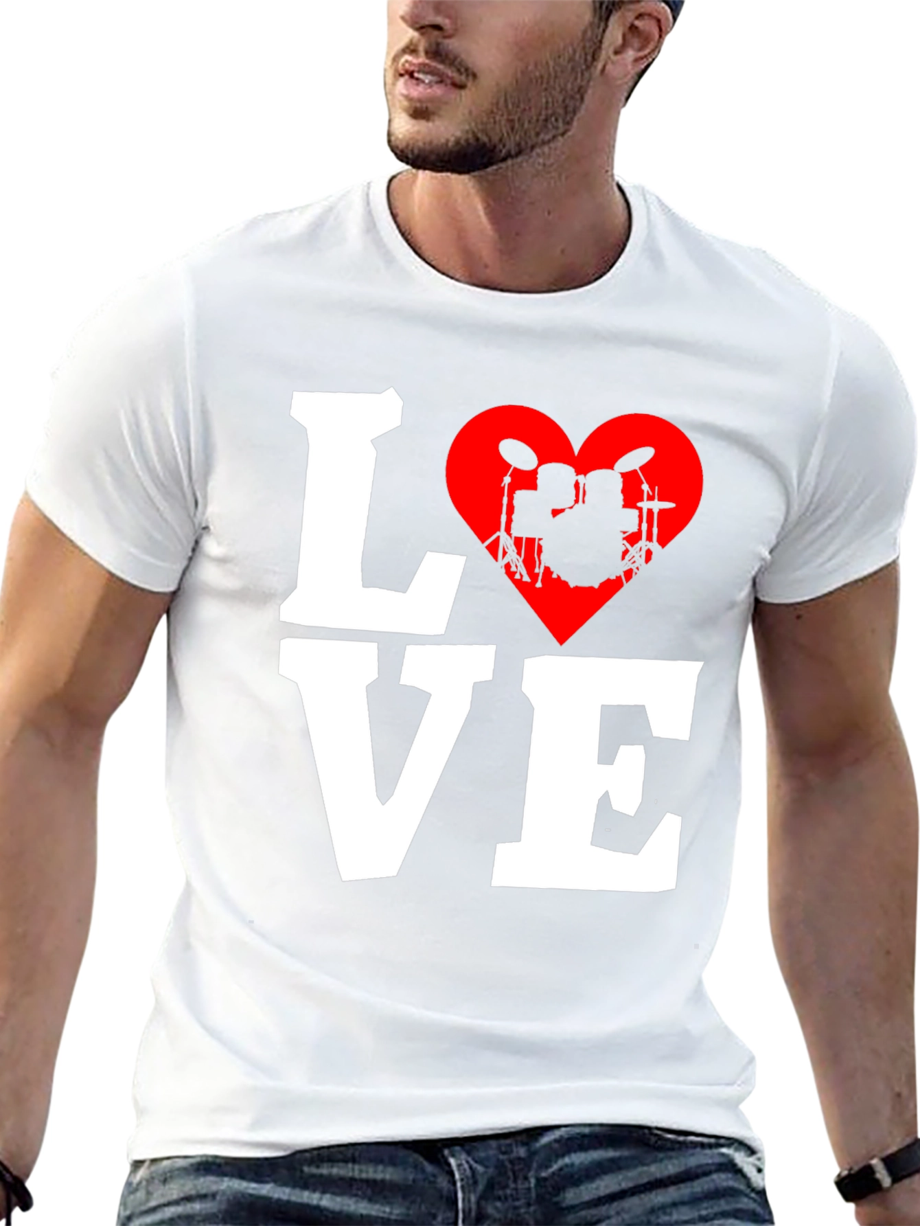 Love Drums T-Shirt - Music Heart Tee