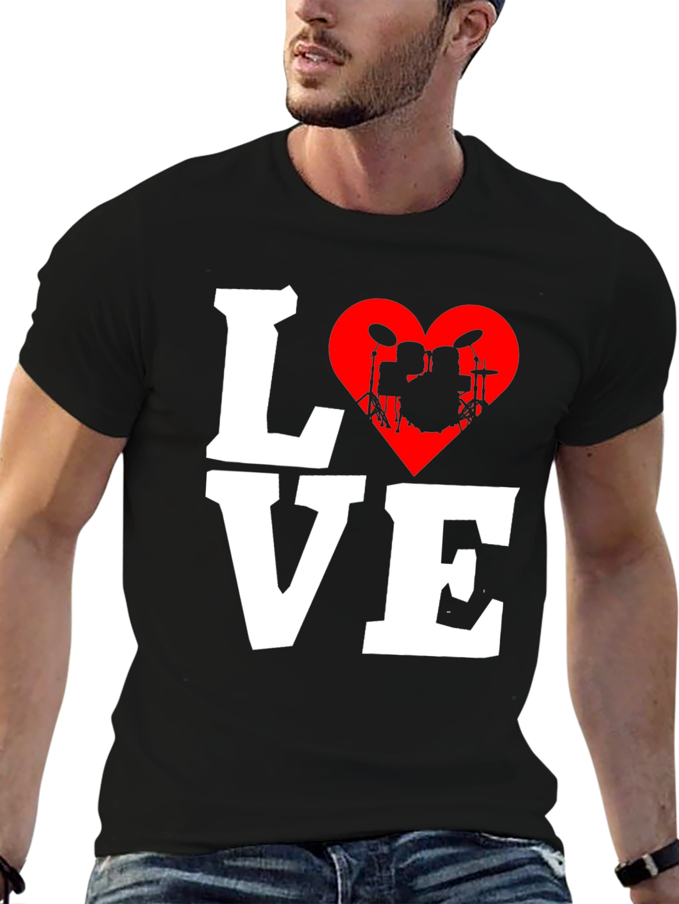 Love Drums T-Shirt - Music Heart Tee