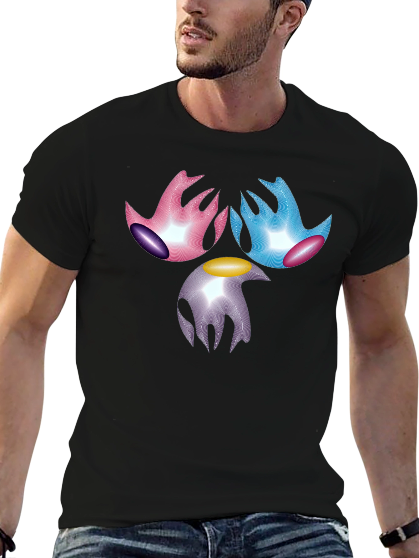 Abstract Graphic Print Black T-Shirt