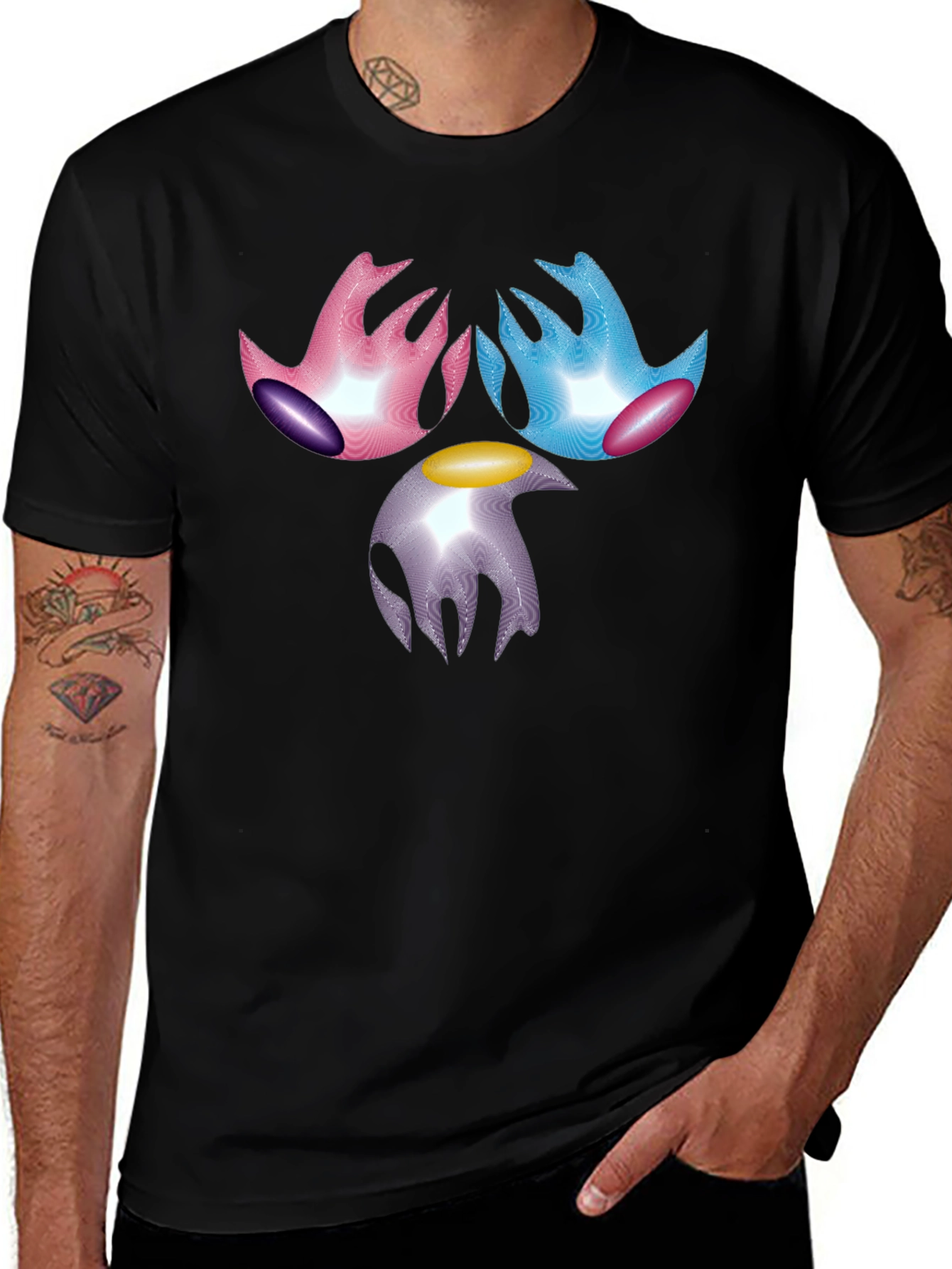 Abstract Graphic Print Black T-Shirt