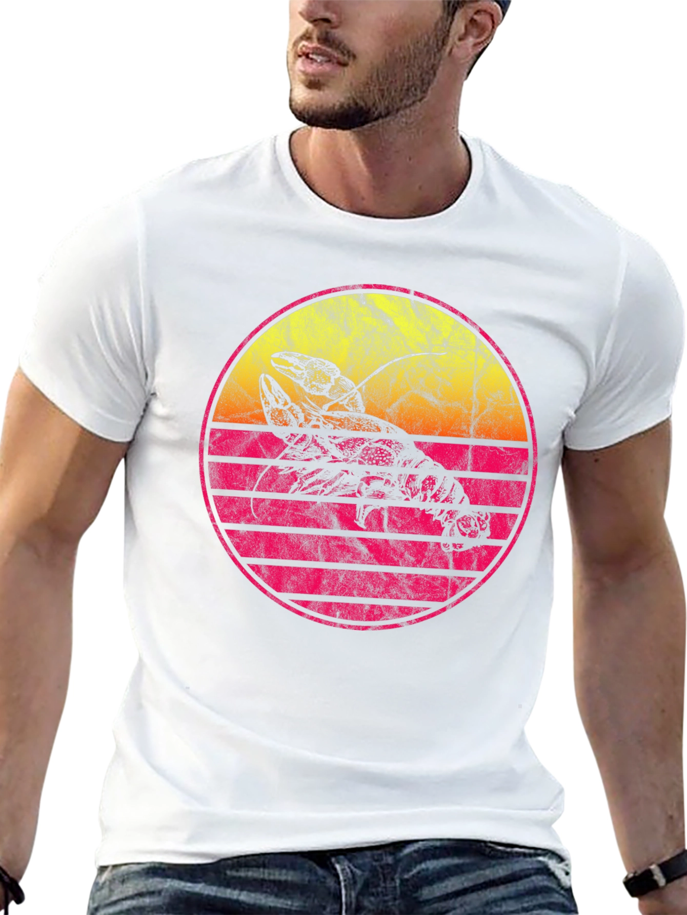 Retro Lobster Sunset Graphic Tee