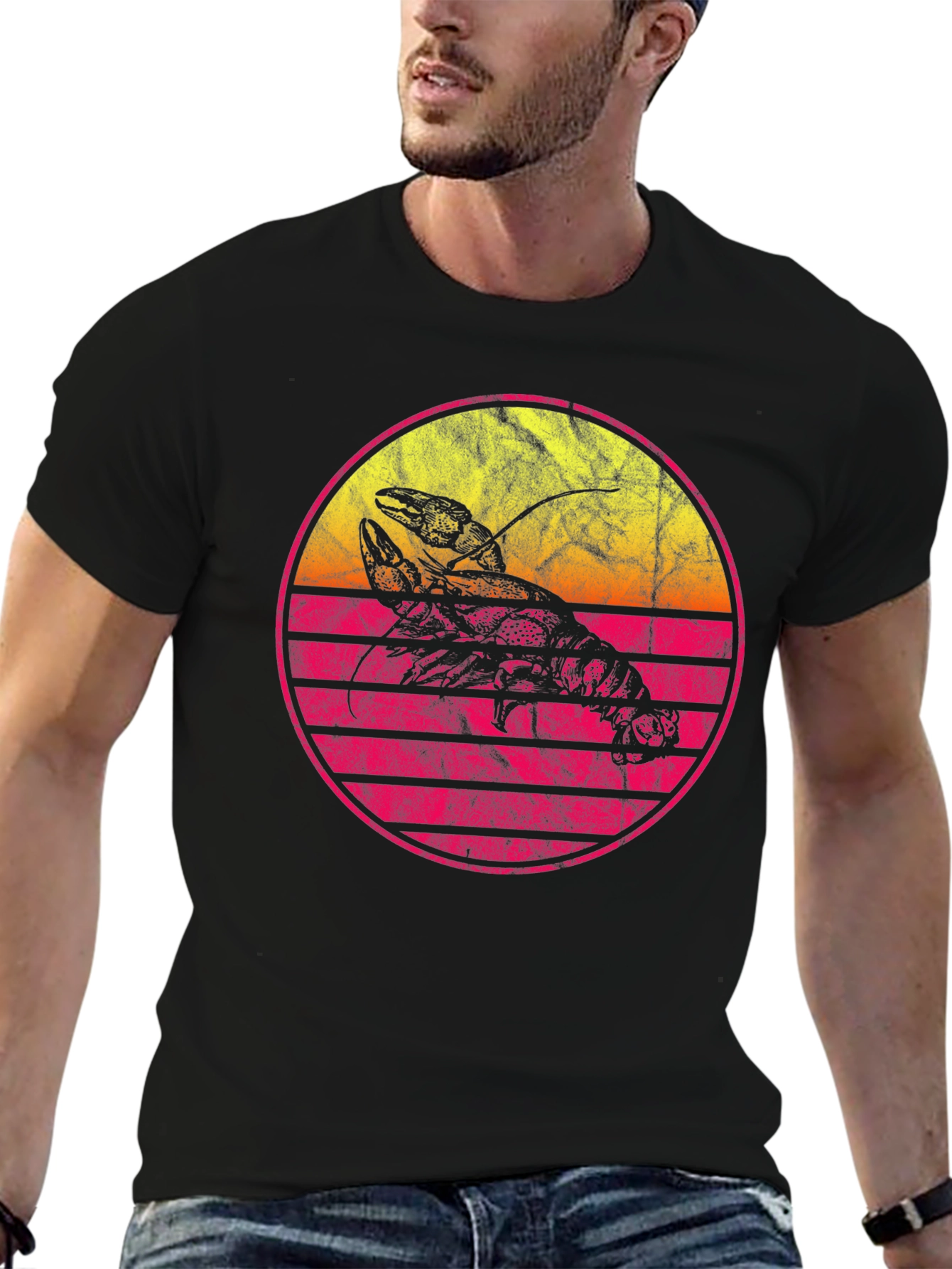 Retro Lobster Sunset Graphic Tee