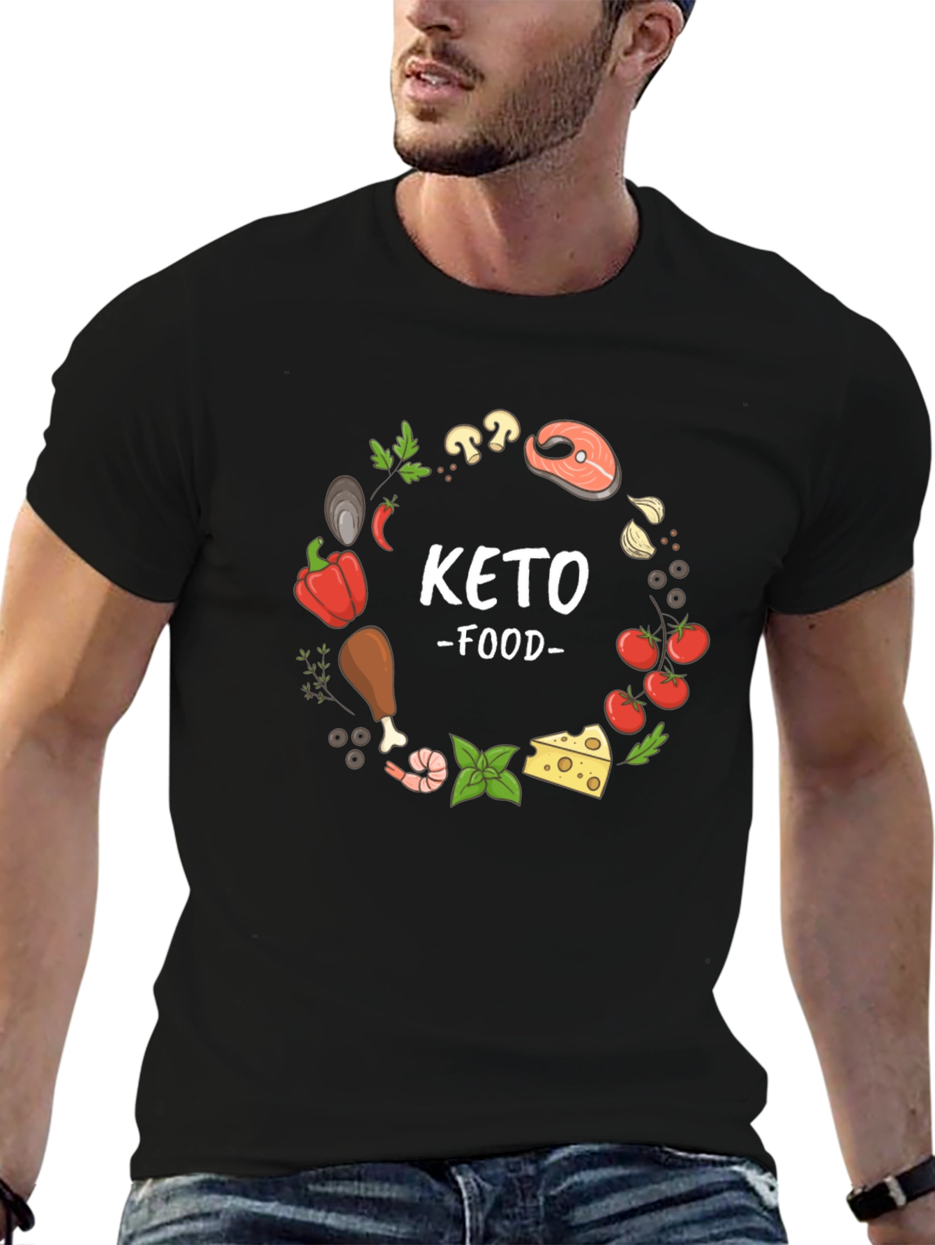 Keto Food T-Shirt - Black Casual Tee