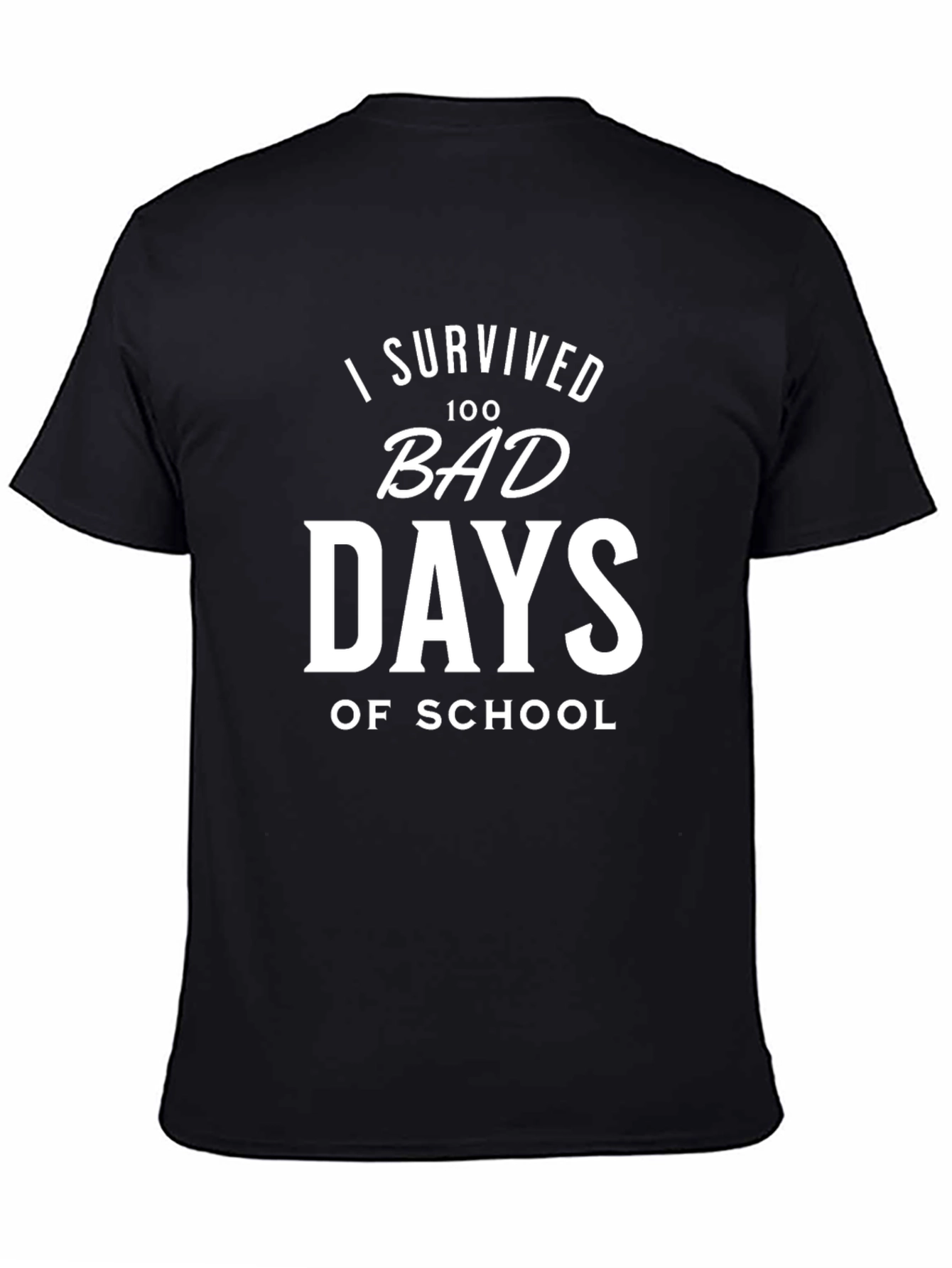 I Survived 100 Bad Days of School Black T-Shirt