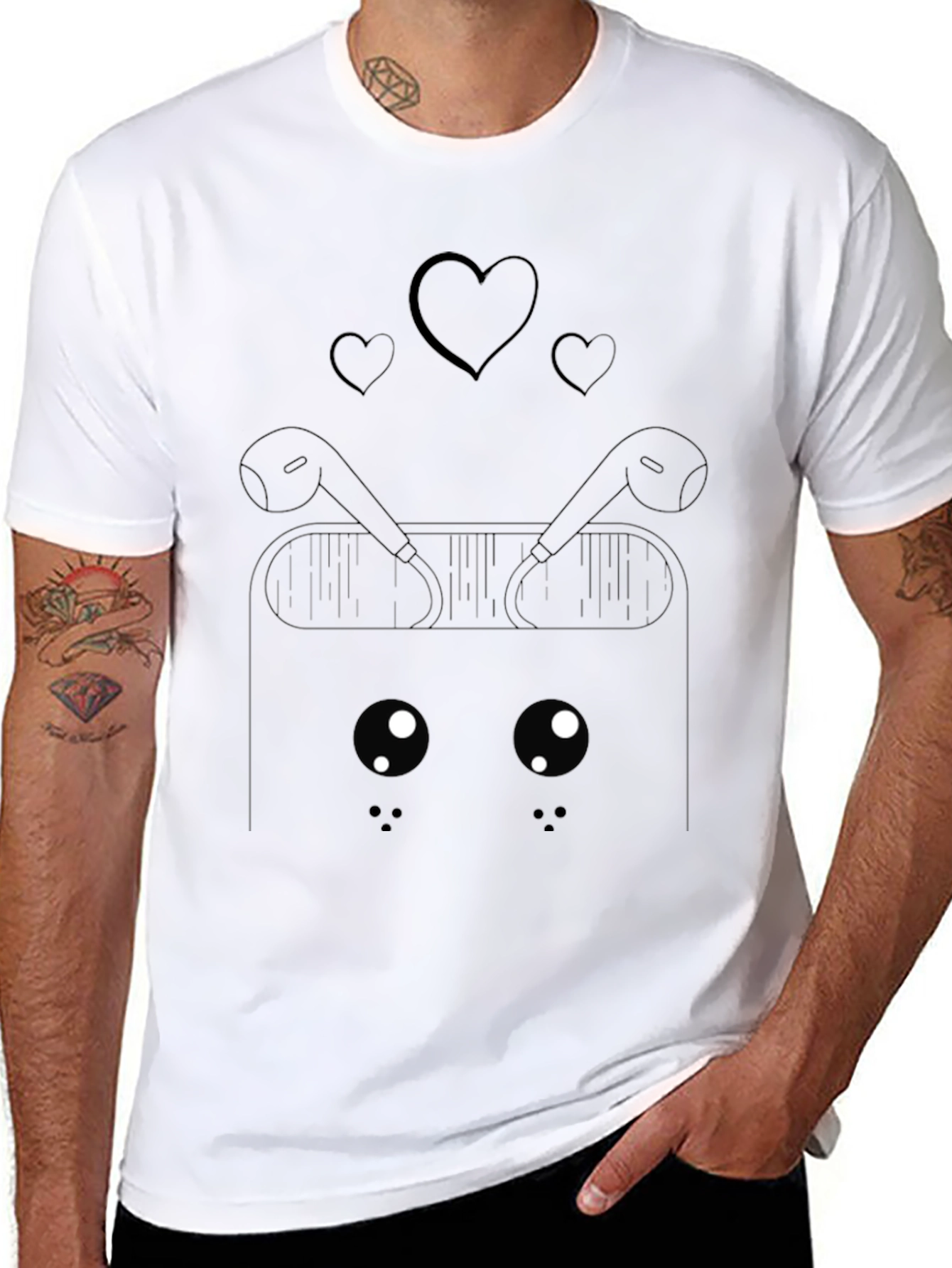 Heart Eyes Kawaii AirPods Case T-Shirt