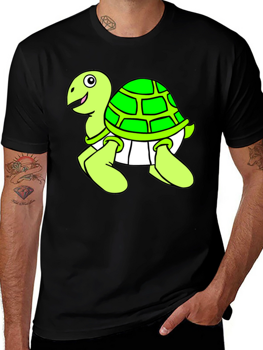 Cartoon Turtle Graphic Black T-Shirt