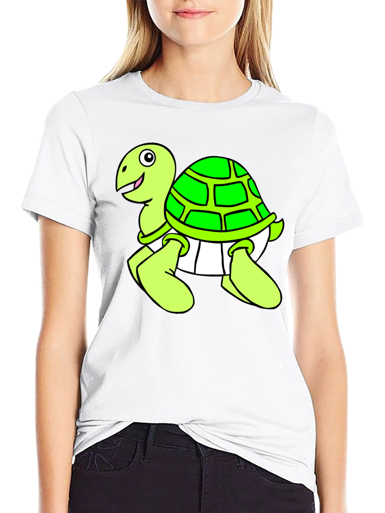 Cartoon Turtle Graphic Black T-Shirt
