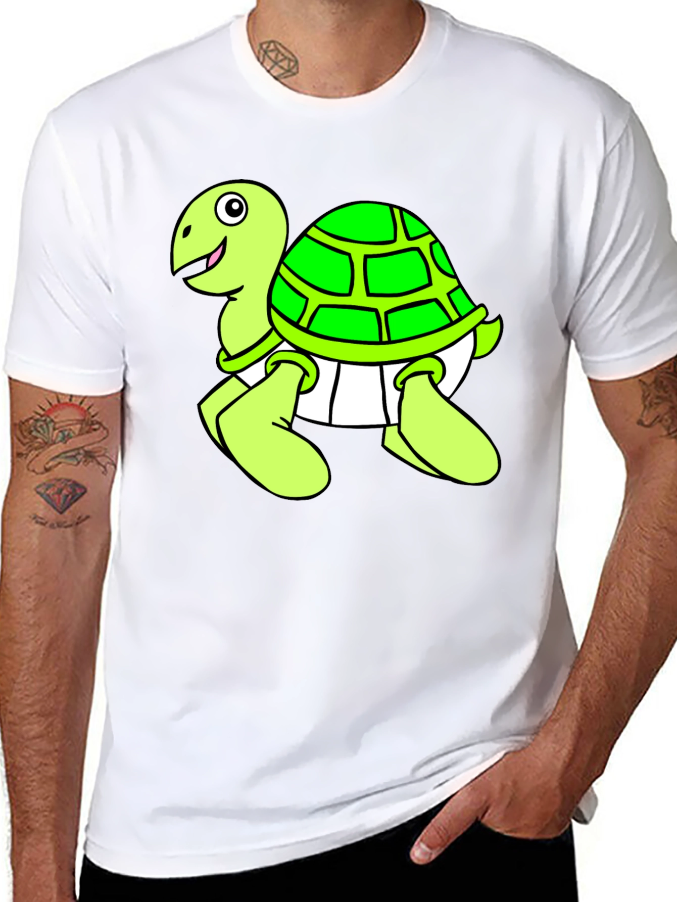 Cartoon Turtle Graphic Black T-Shirt