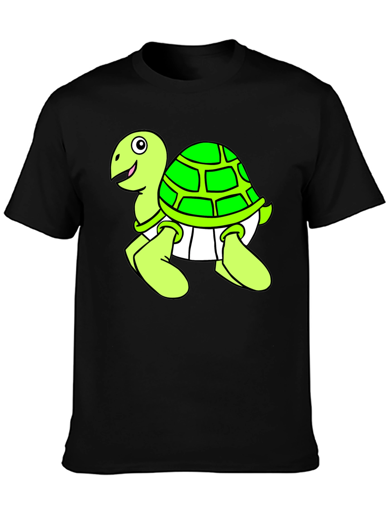 Cartoon Turtle Graphic Black T-Shirt