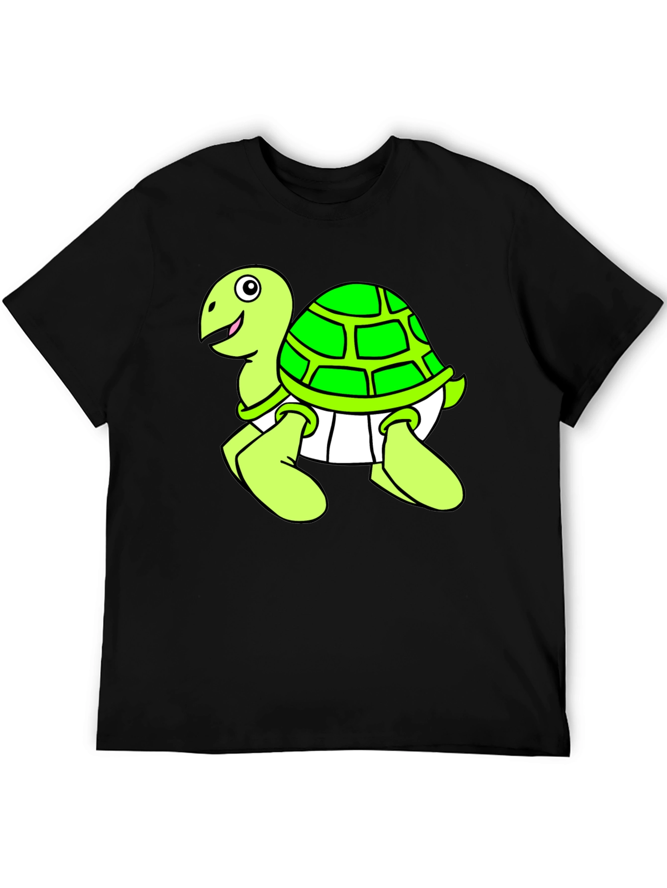 Cartoon Turtle Graphic Black T-Shirt