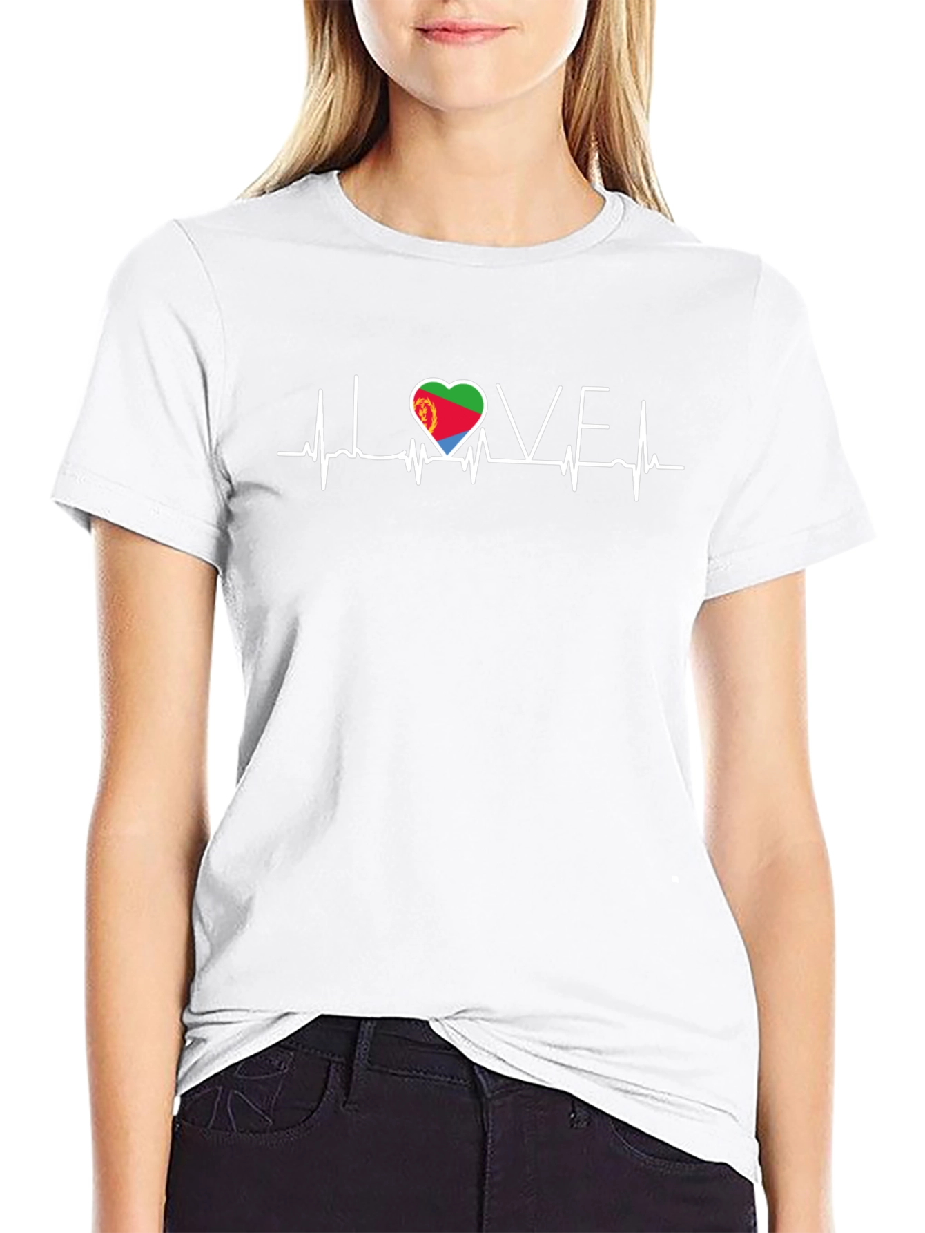 Eritrea Love Heartbeat Black T-Shirt