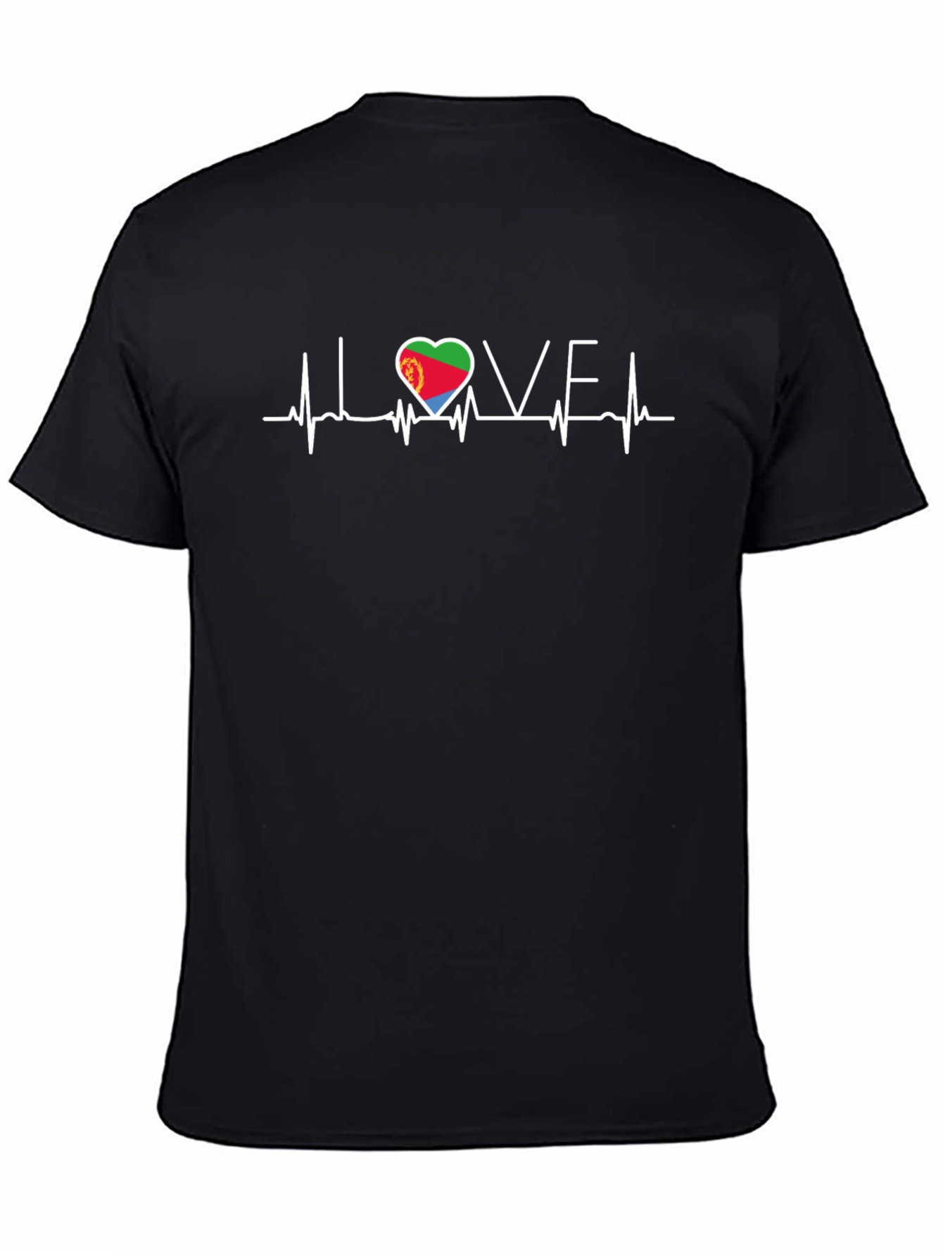 Eritrea Love Heartbeat Black T-Shirt