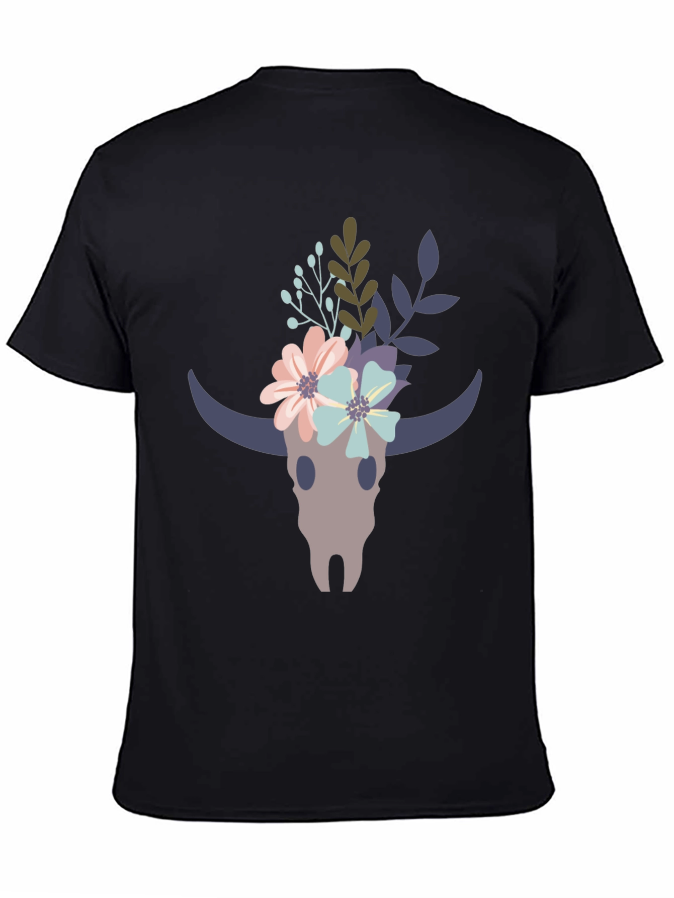 Floral Bull Skull Graphic Tee