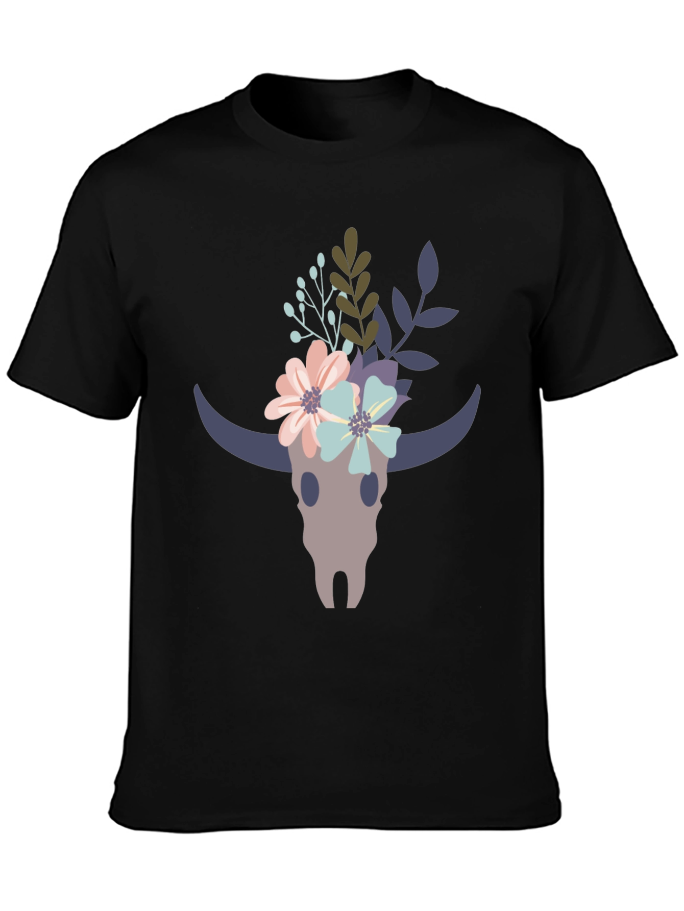 Floral Bull Skull Graphic Tee