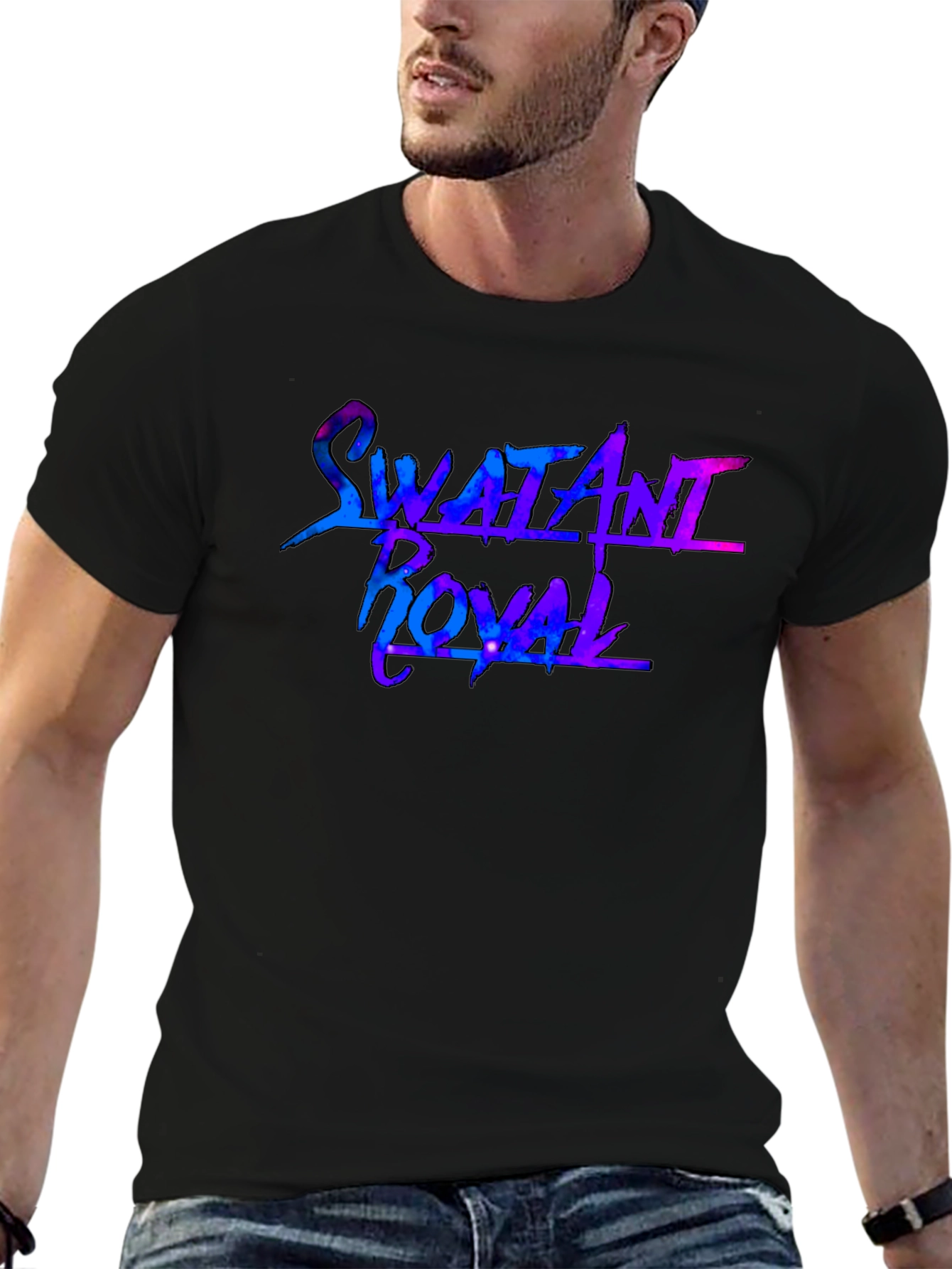Swatani Royal Galaxy Graphic Black T-Shirt