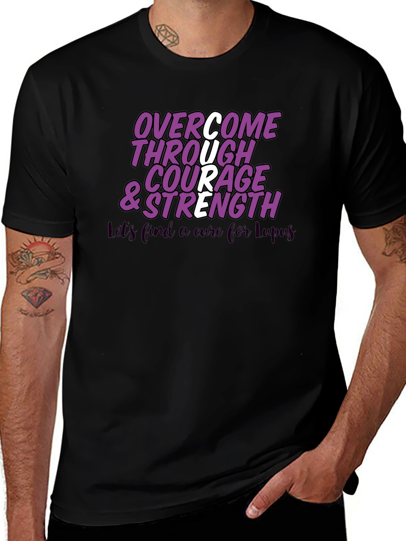 Overcome Courage & Strength Lupus Awareness T-Shirt