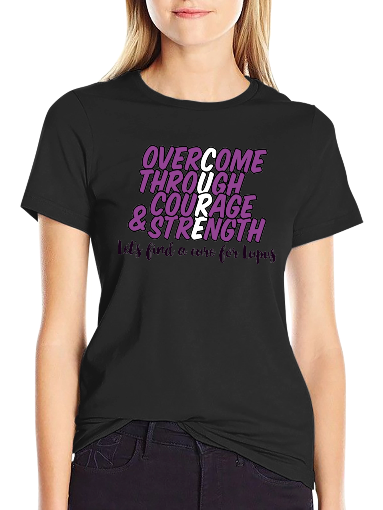 Overcome Courage & Strength Lupus Awareness T-Shirt