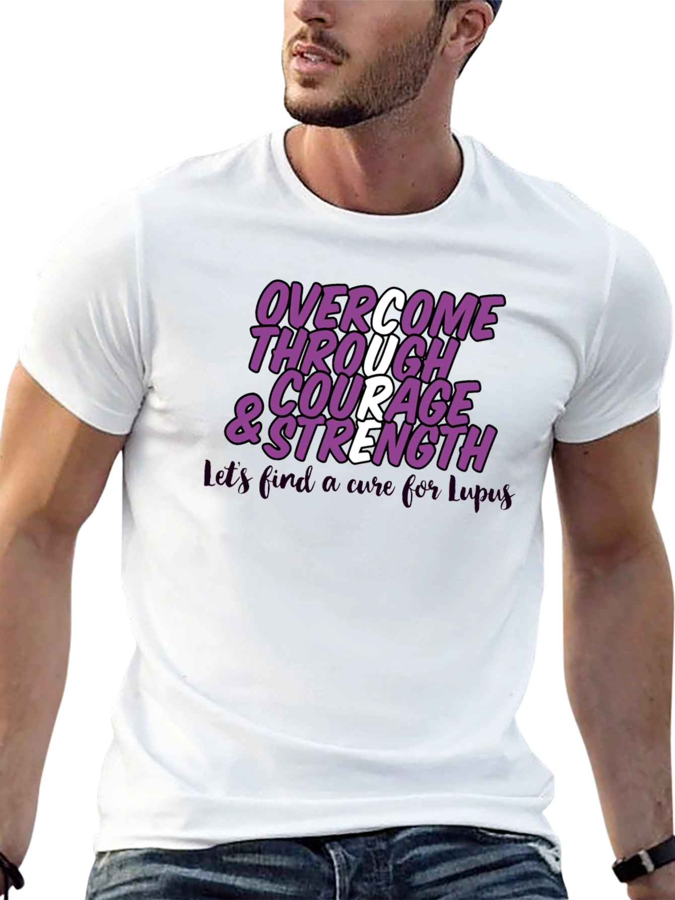 Overcome Courage & Strength Lupus Awareness T-Shirt