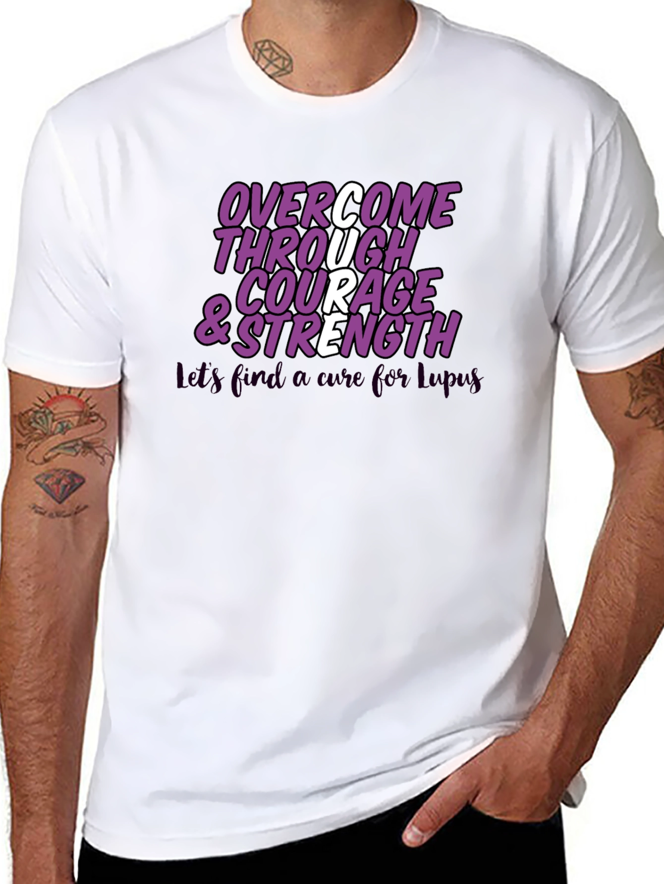Overcome Courage & Strength Lupus Awareness T-Shirt