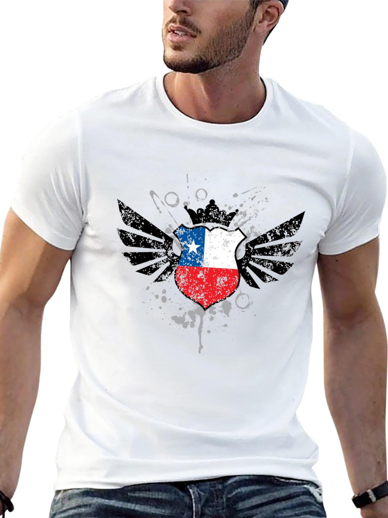 Chile Flag Shield Graphic Tee - Black T-Shirt