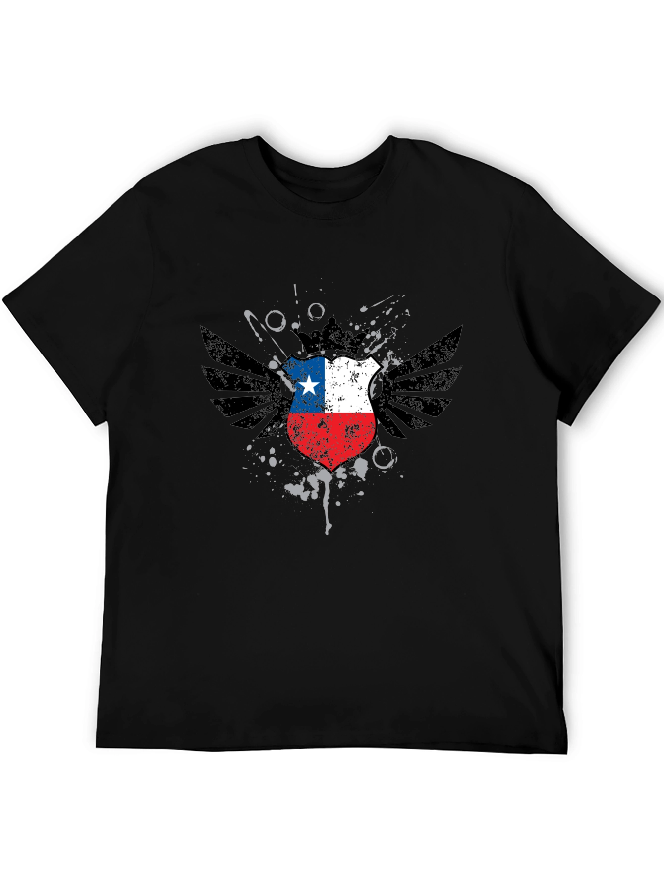 Chile Flag Shield Graphic Tee - Black T-Shirt