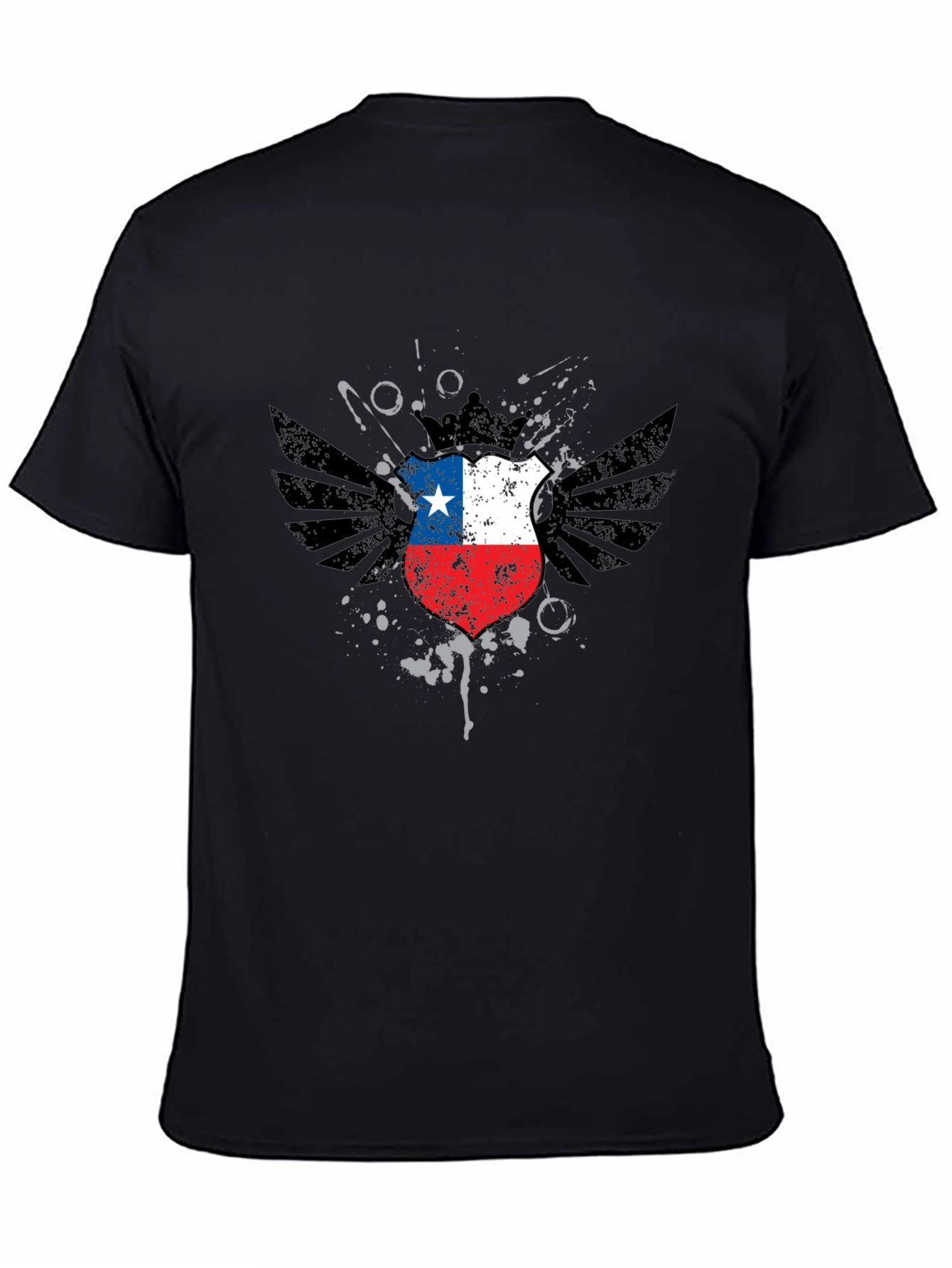 Chile Flag Shield Graphic Tee - Black T-Shirt