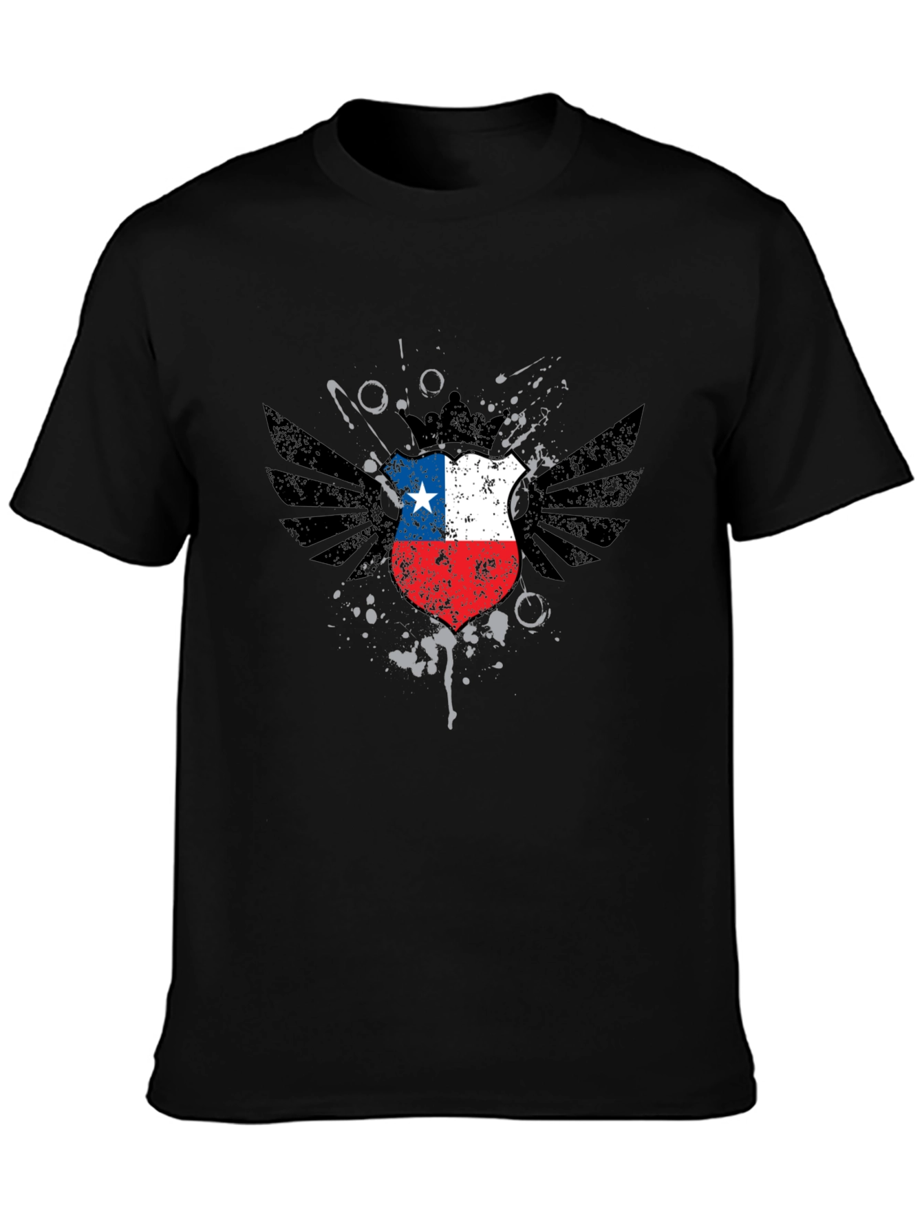 Chile Flag Shield Graphic Tee - Black T-Shirt