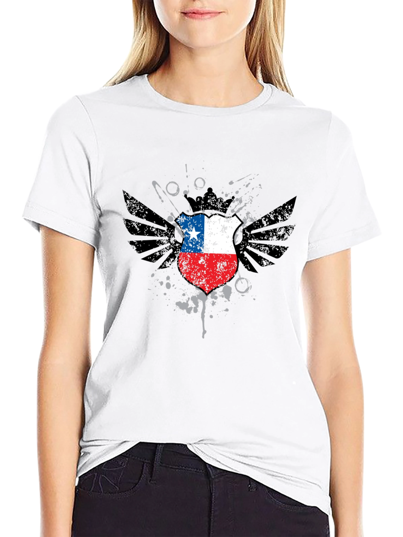 Chile Flag Shield Graphic Tee - Black T-Shirt