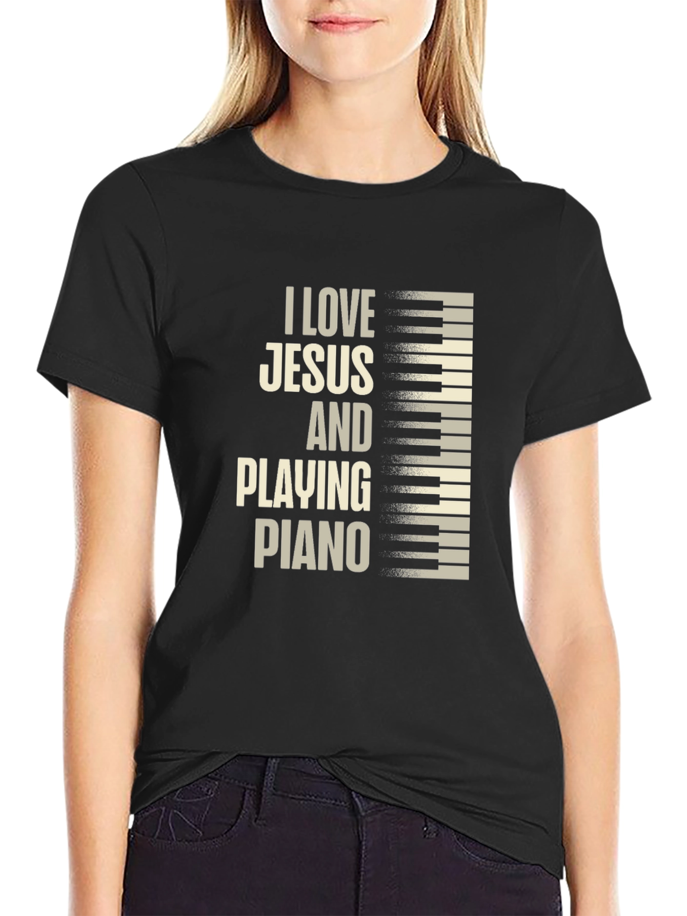 I Love Jesus and Playing Piano Graphic Tee