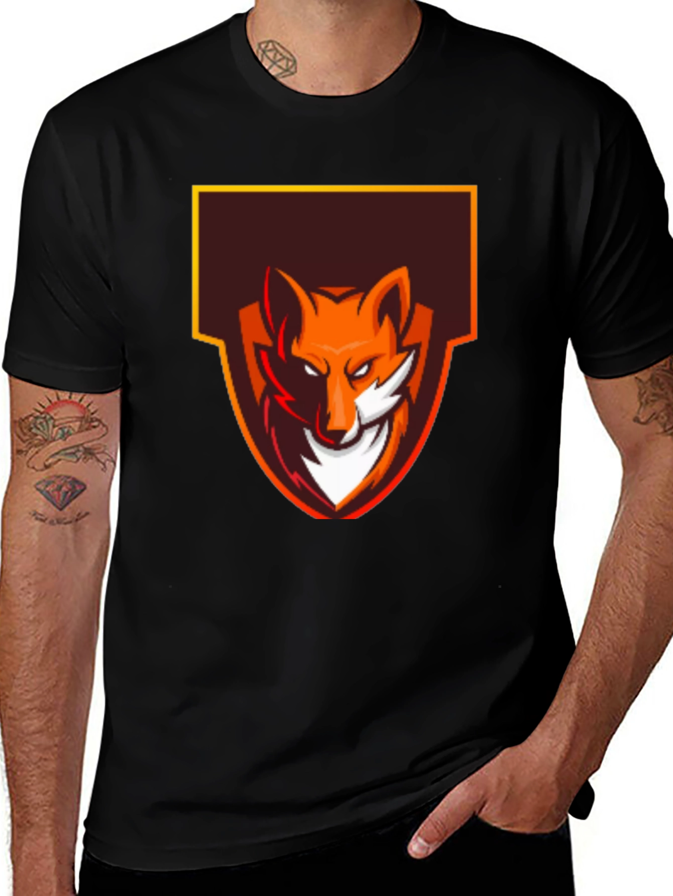 Fox Logo Graphic Tee - Black Cotton Blend