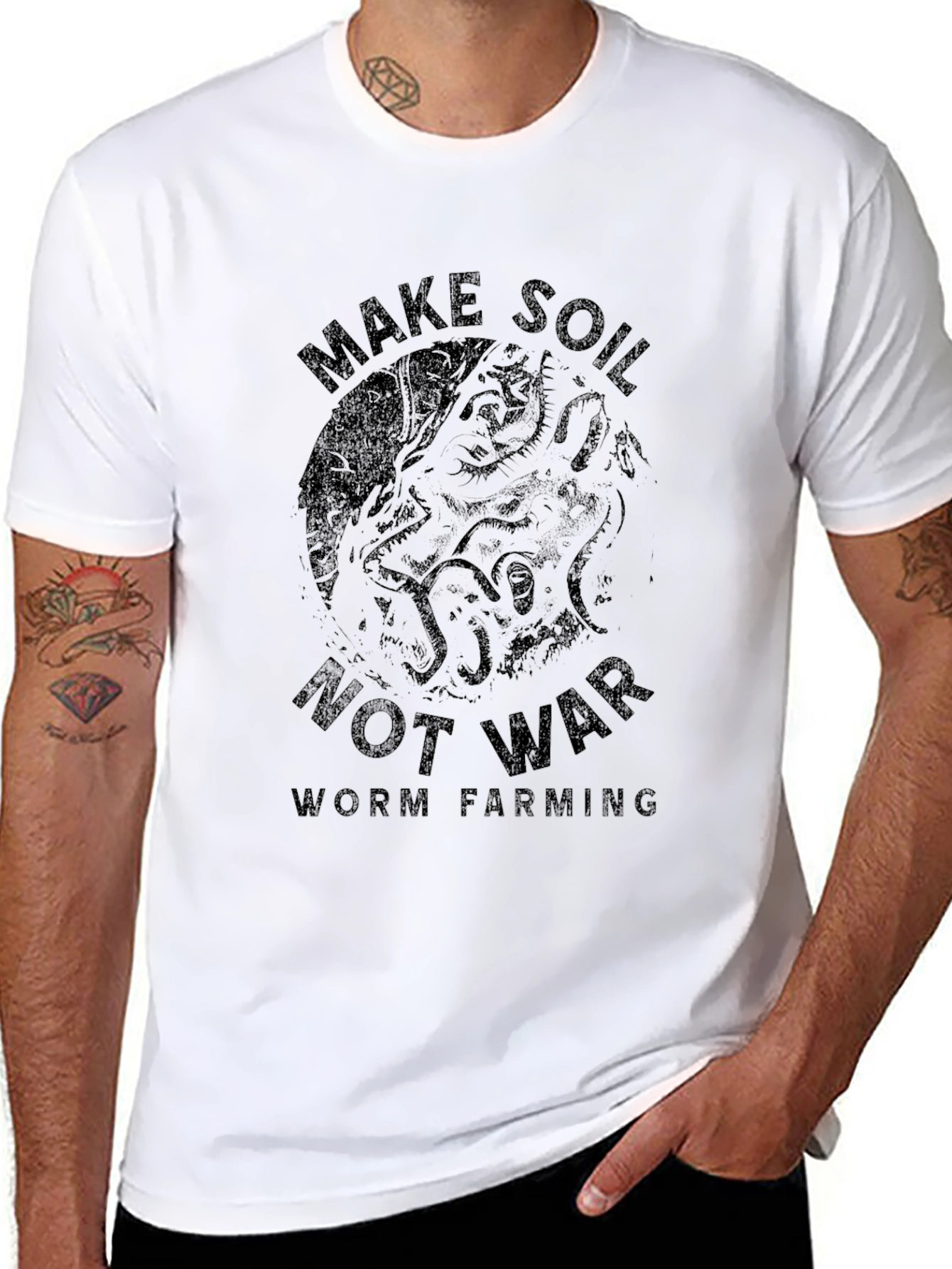 Make Soil Not War T-Shirt Worm Farming Tee