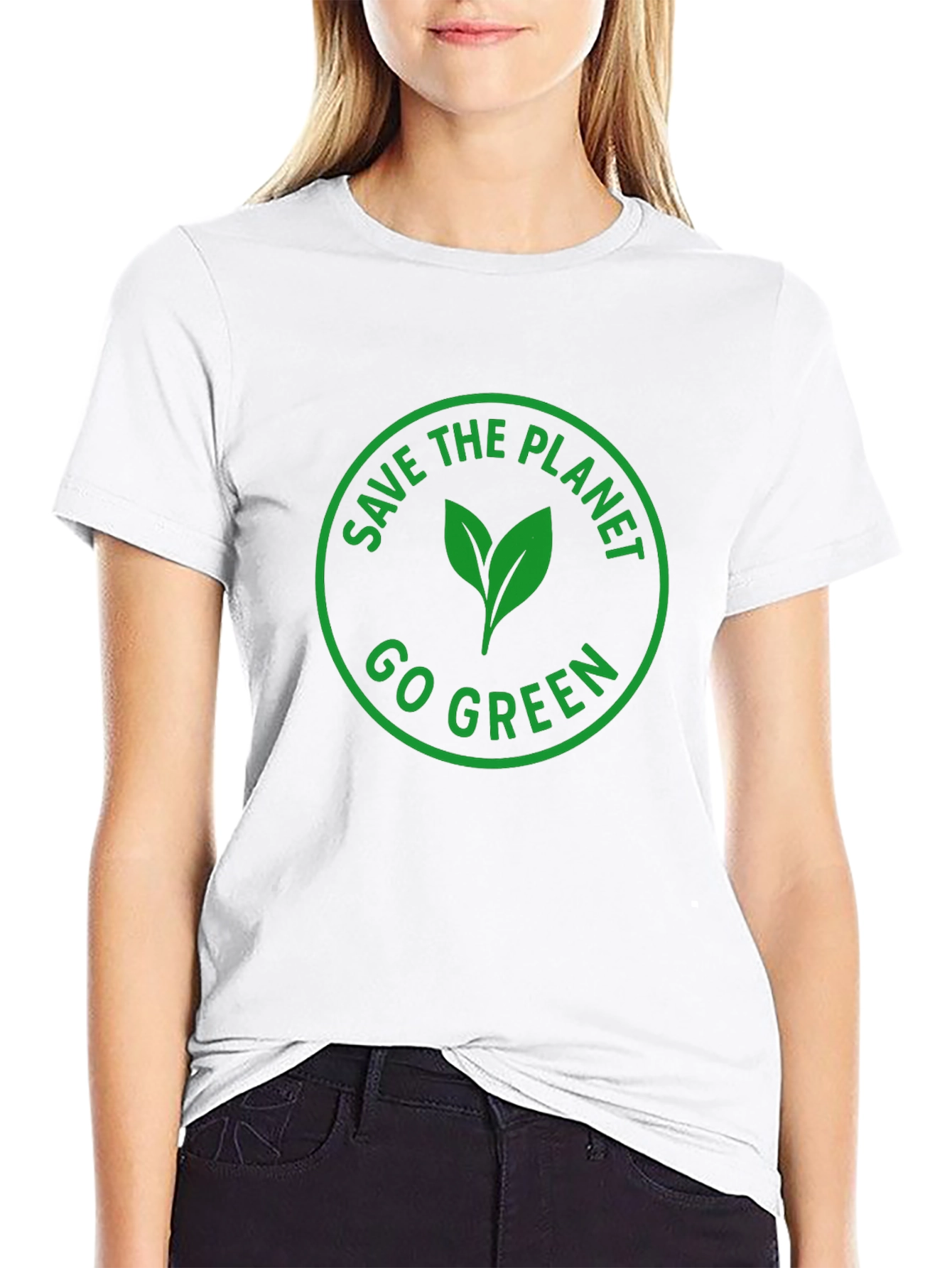 Eco-Friendly Black T-Shirt: Save the Planet Go Green Design
