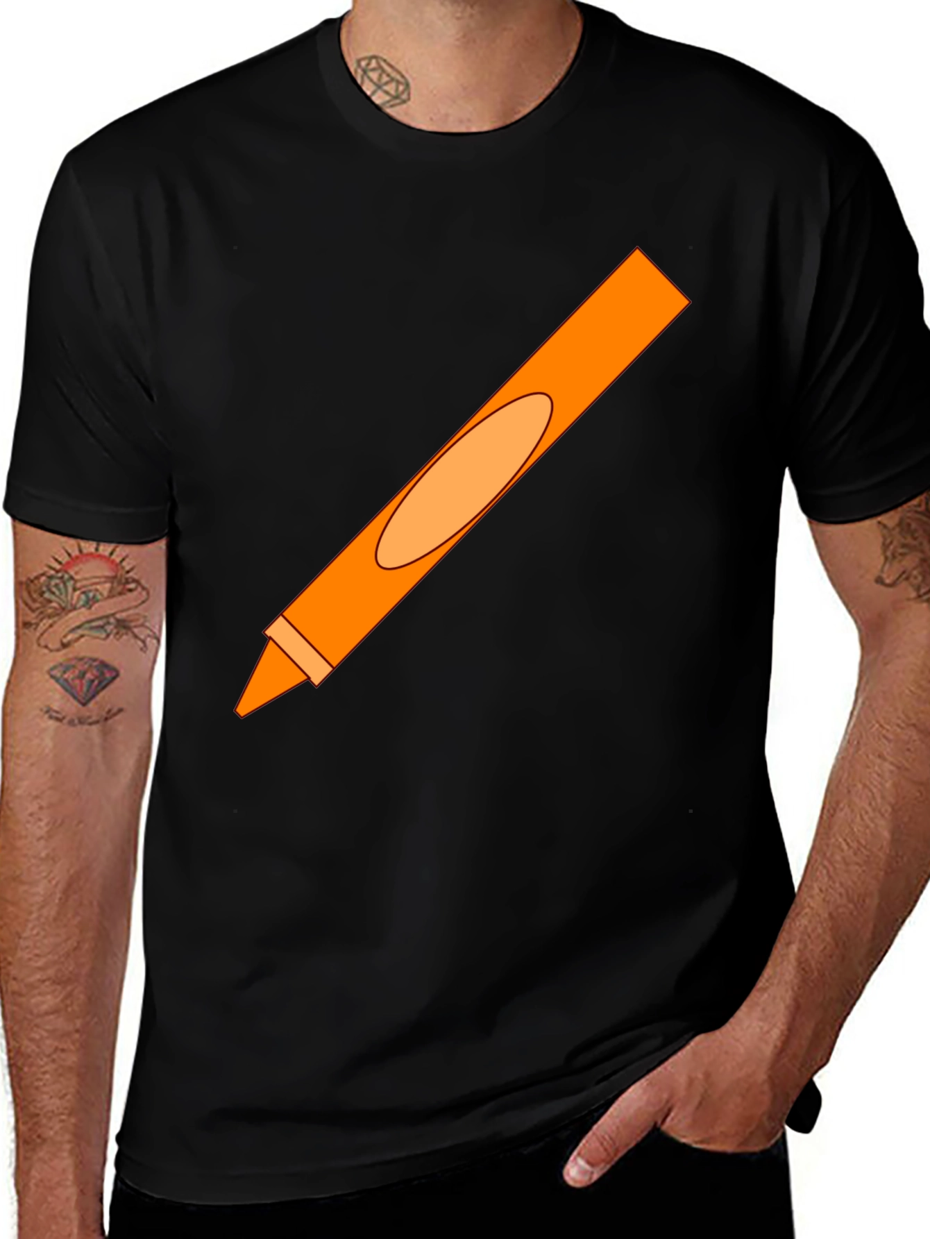 Orange Crayon Graphic Tee - Unisex