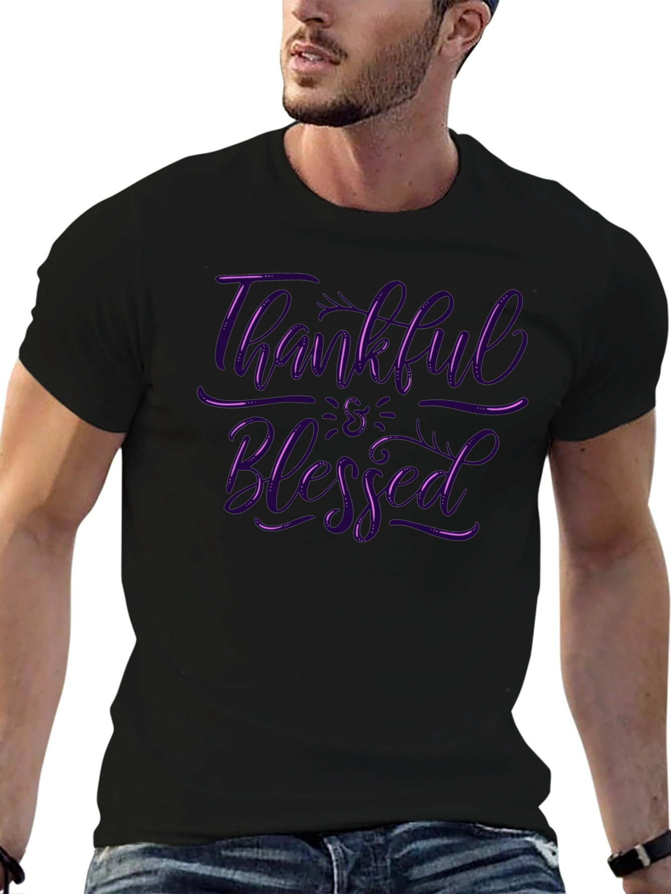 Thankful & Blessed Black T-Shirt