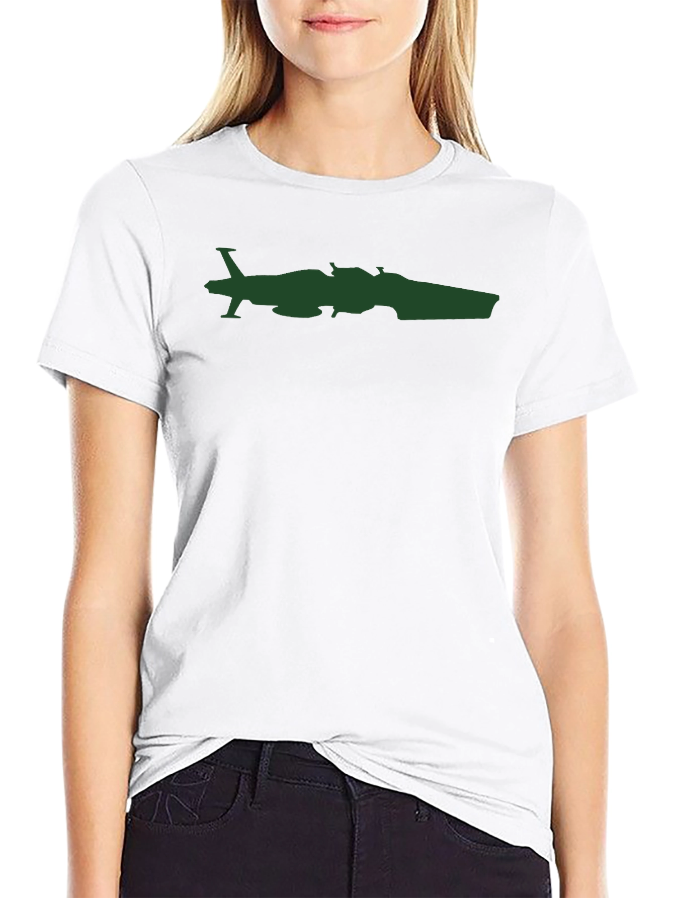 Black T-Shirt with Plane and Car Graphic