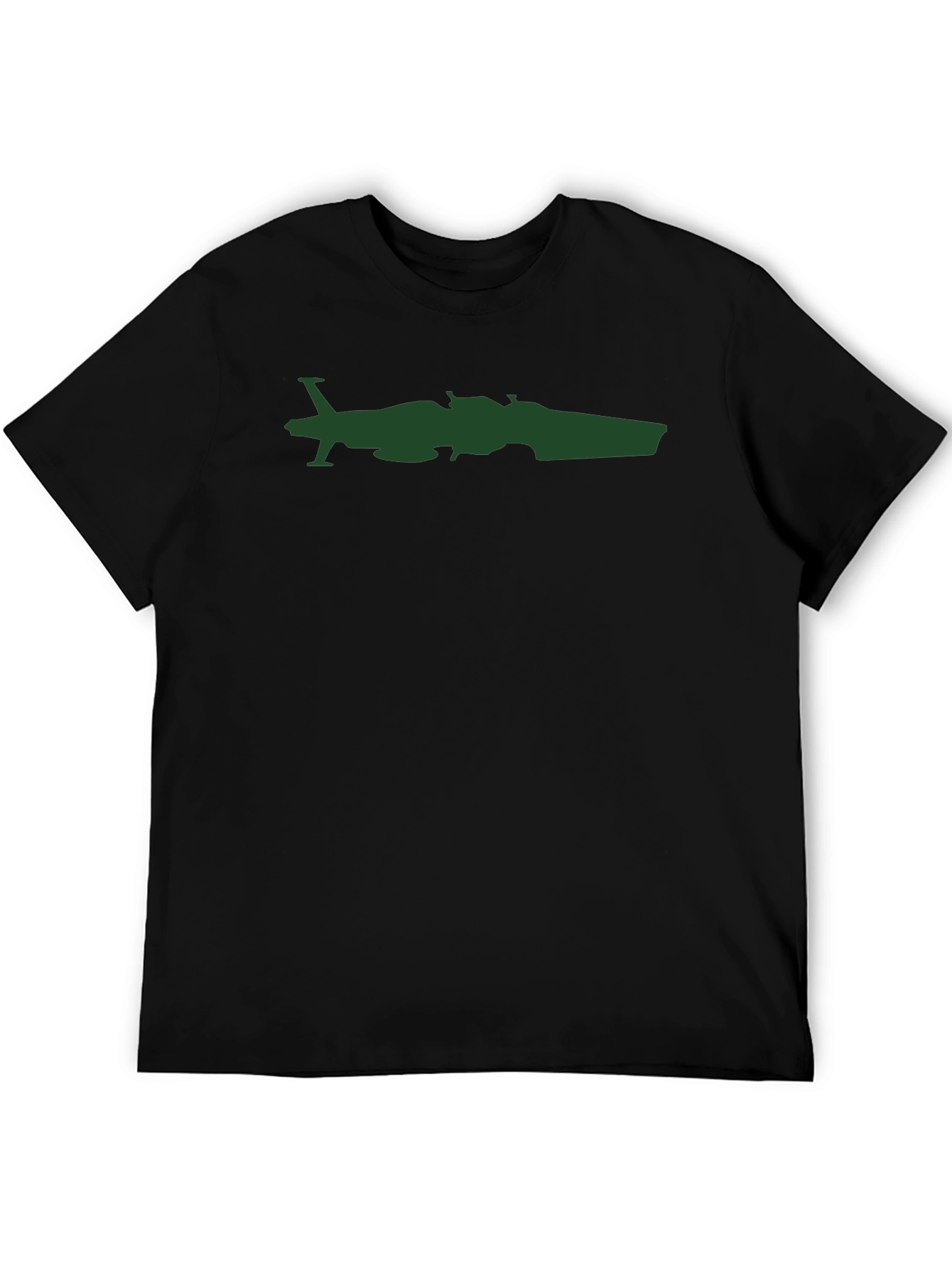 Black T-Shirt with Plane and Car Graphic