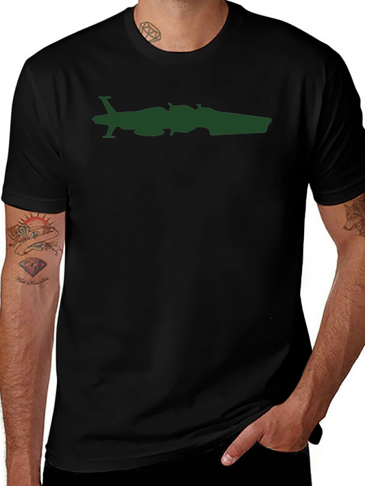 Black T-Shirt with Plane and Car Graphic