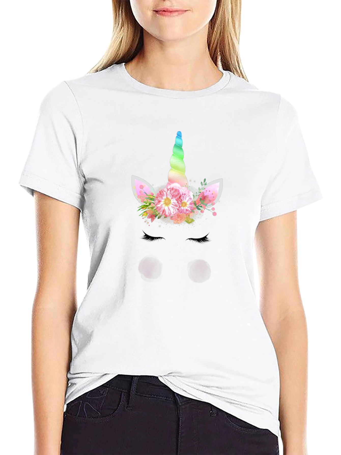 Unicorn Graphic Print Black T-Shirt