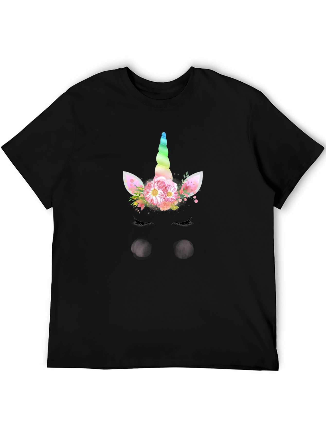 Unicorn Graphic Print Black T-Shirt