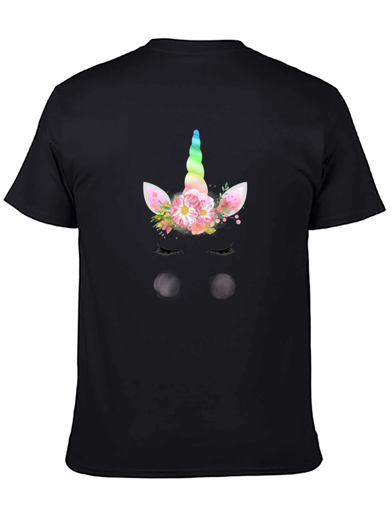 Unicorn Graphic Print Black T-Shirt