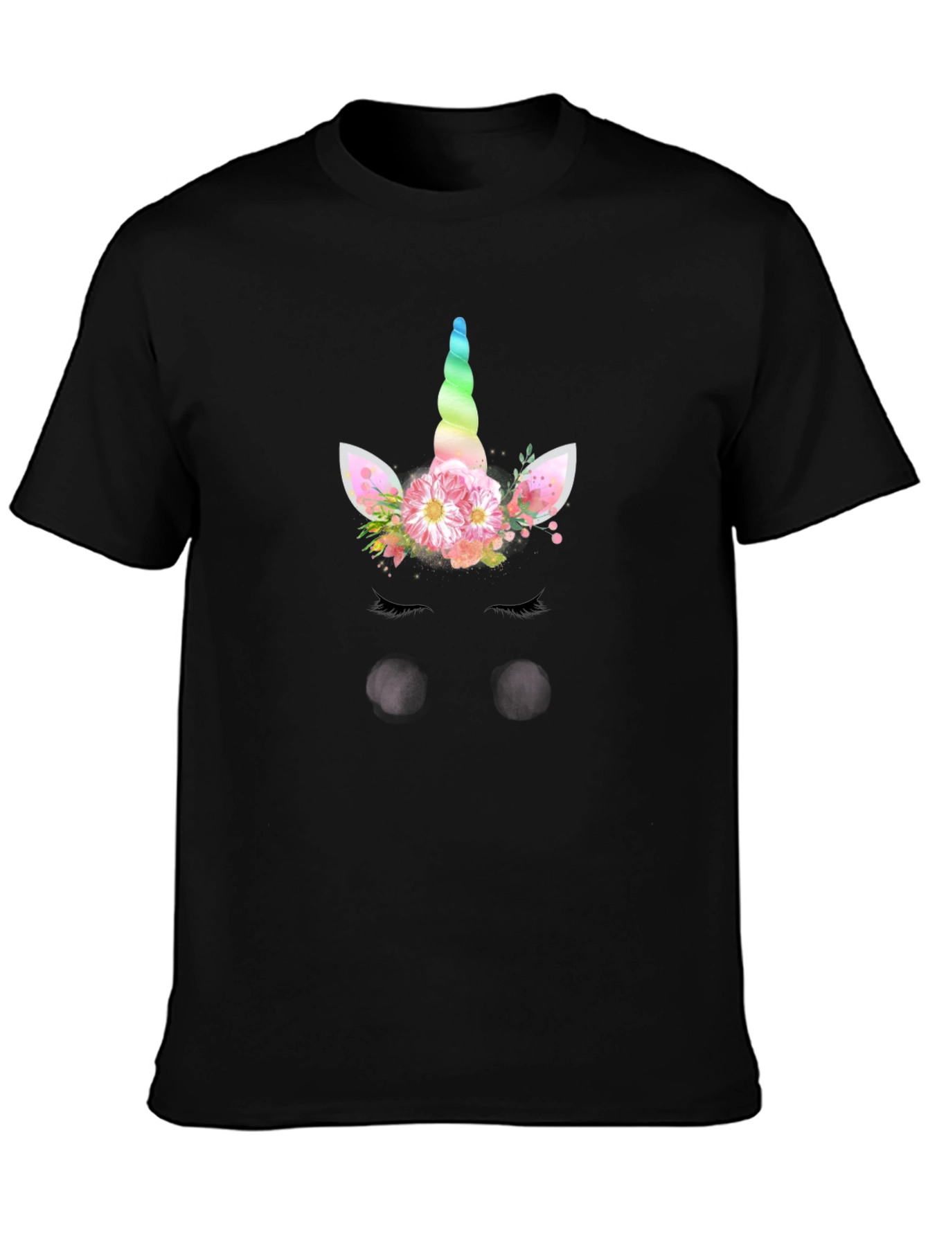 Unicorn Graphic Print Black T-Shirt