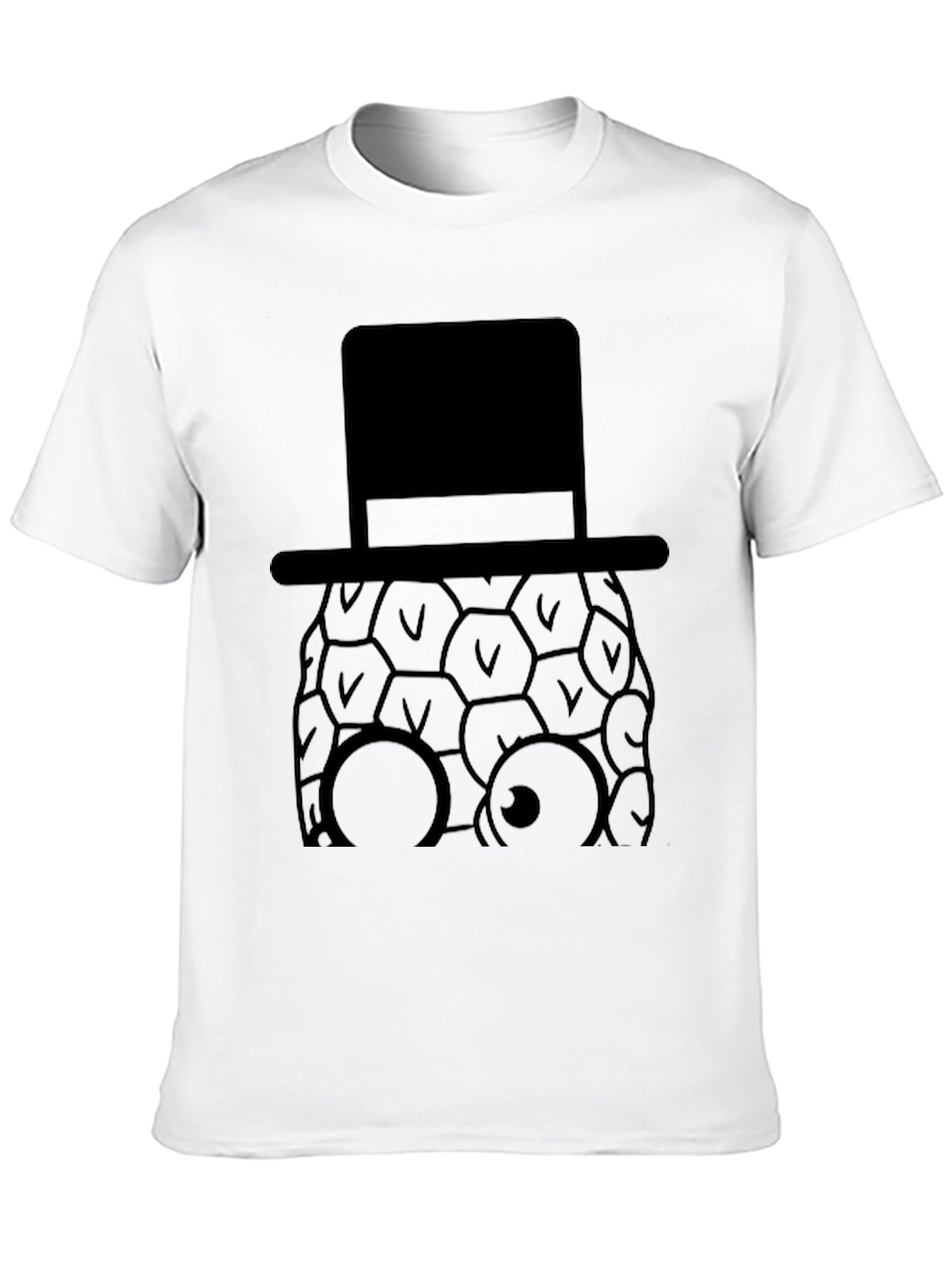 Pineapple Top Hat Graphic Tee - Stylish Black T-Shirt